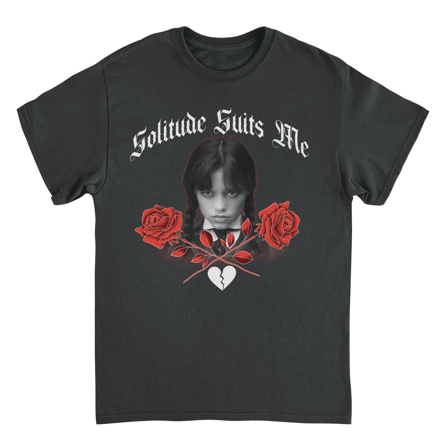 Wednesday Solitude Suits Me Black T-Shirt