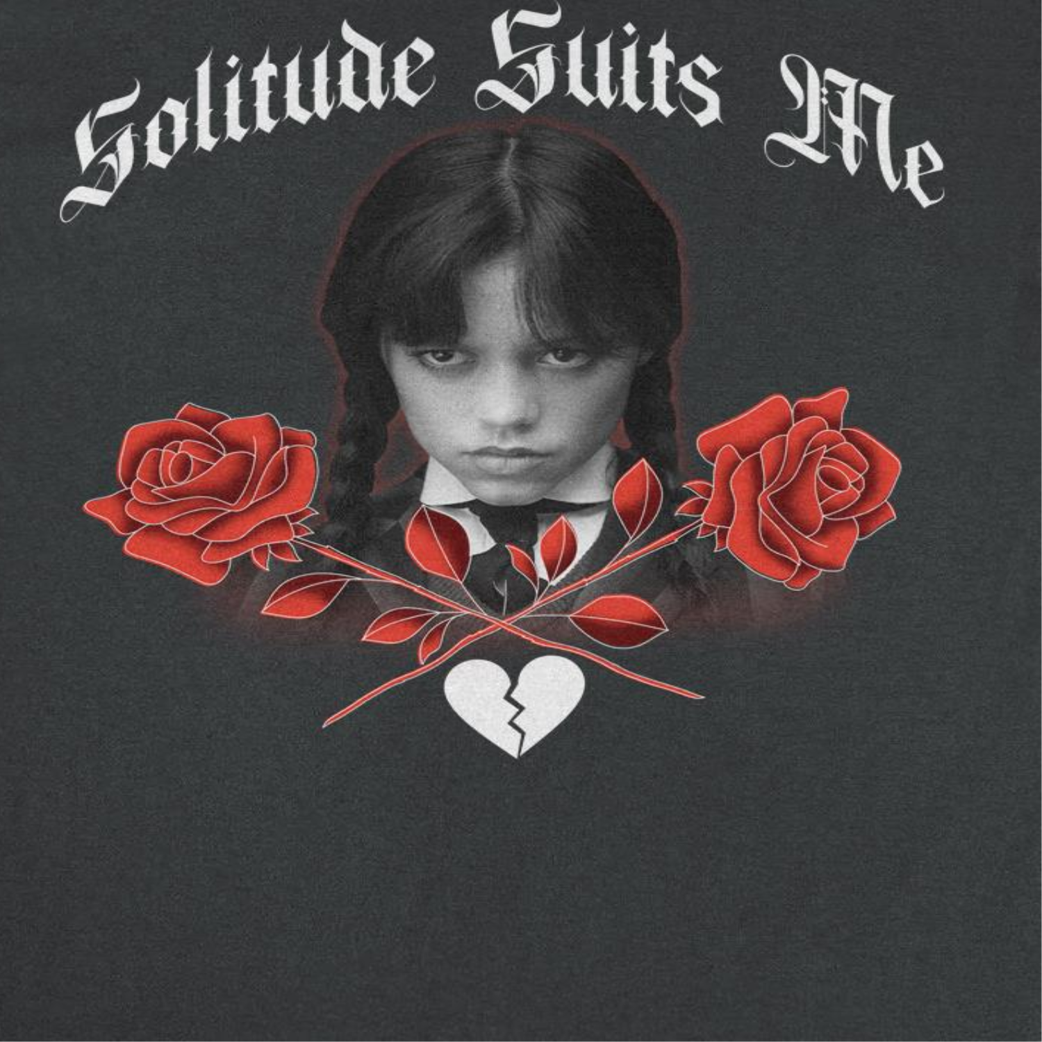 Wednesday Solitude Suits Me Black T-Shirt