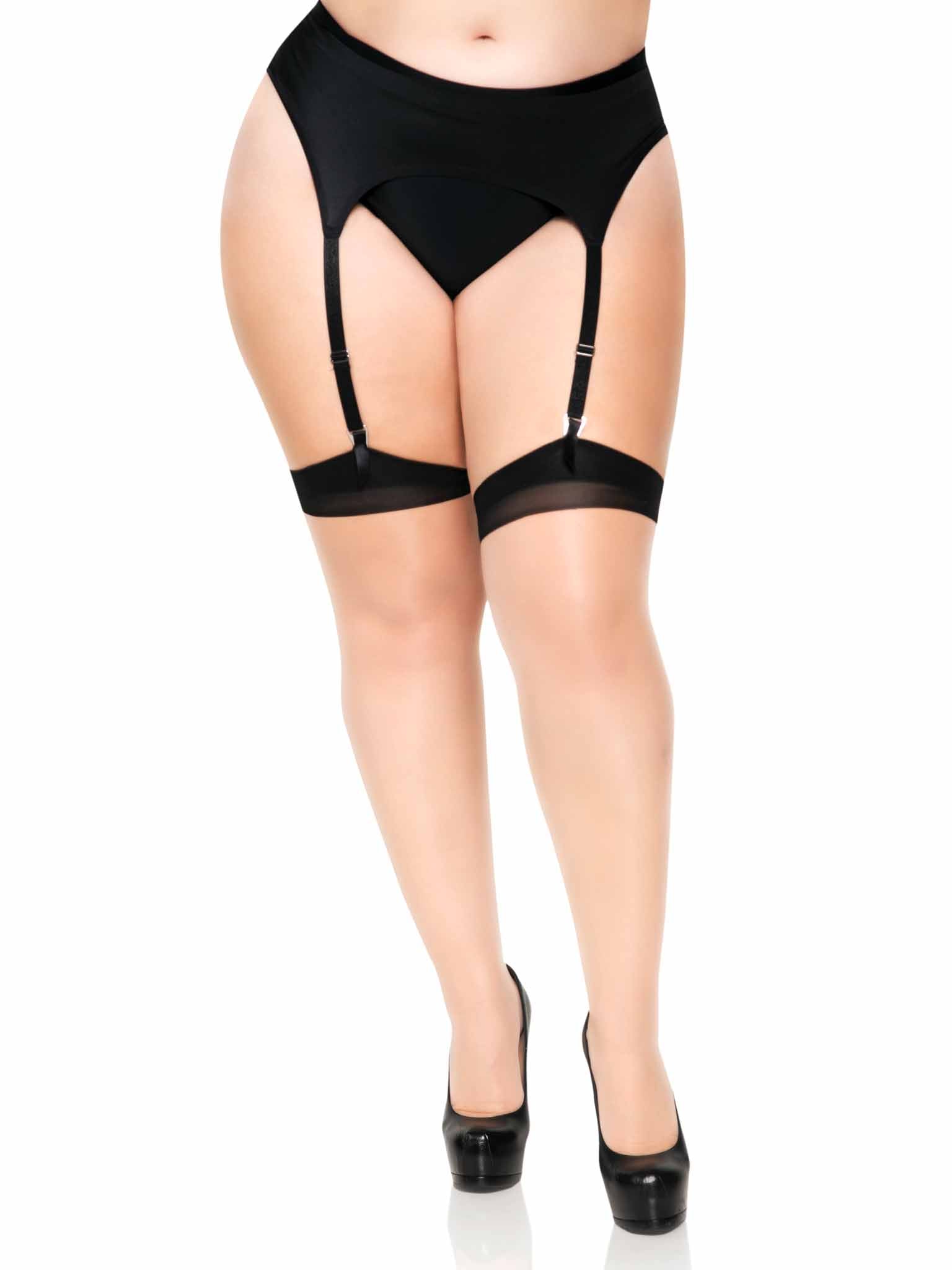Leg Avenue Plus Grace Cuban Contrast Heel Stockings