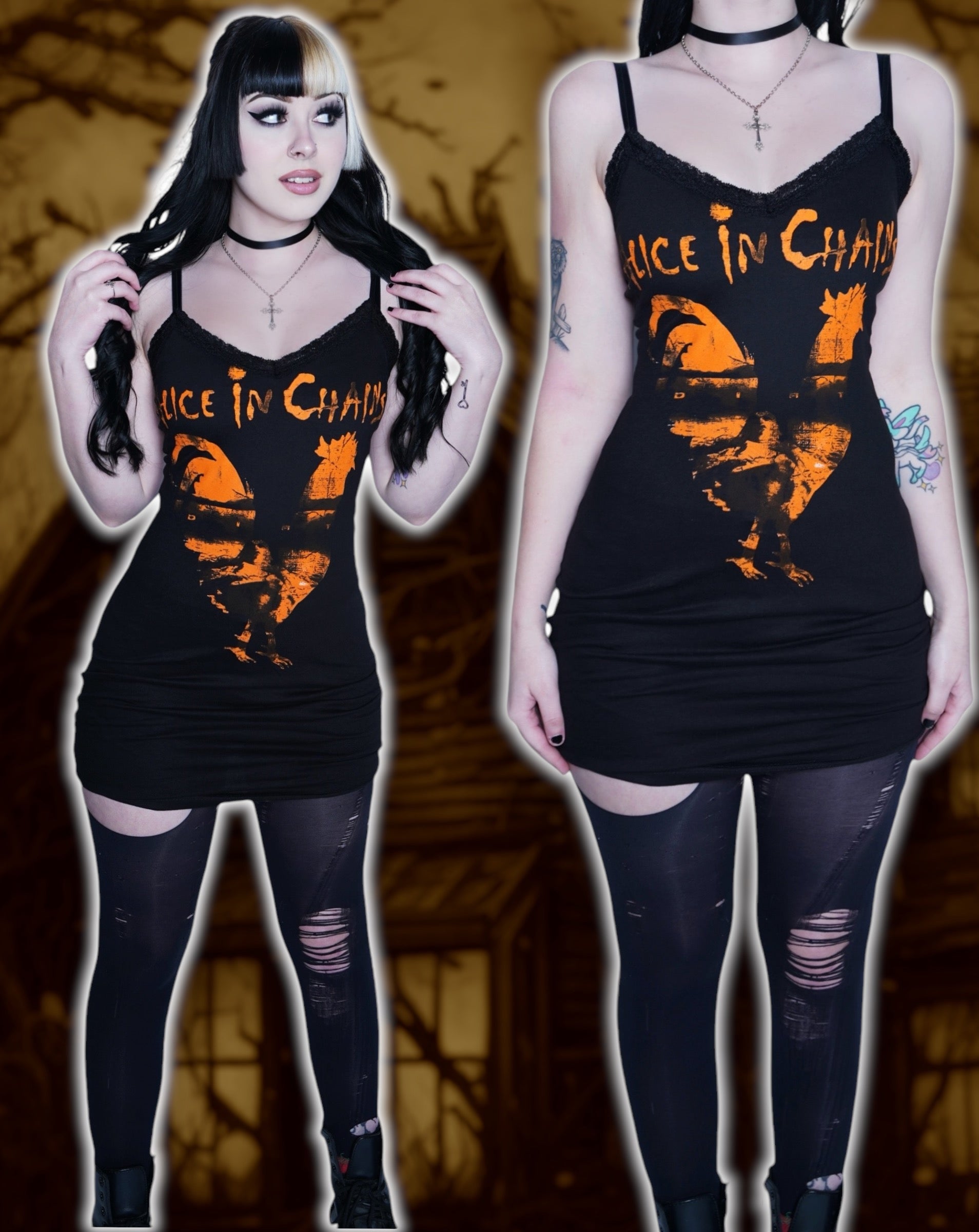 Vera's Eyecandy Alice in Chains Rooster Lace Strap Dress