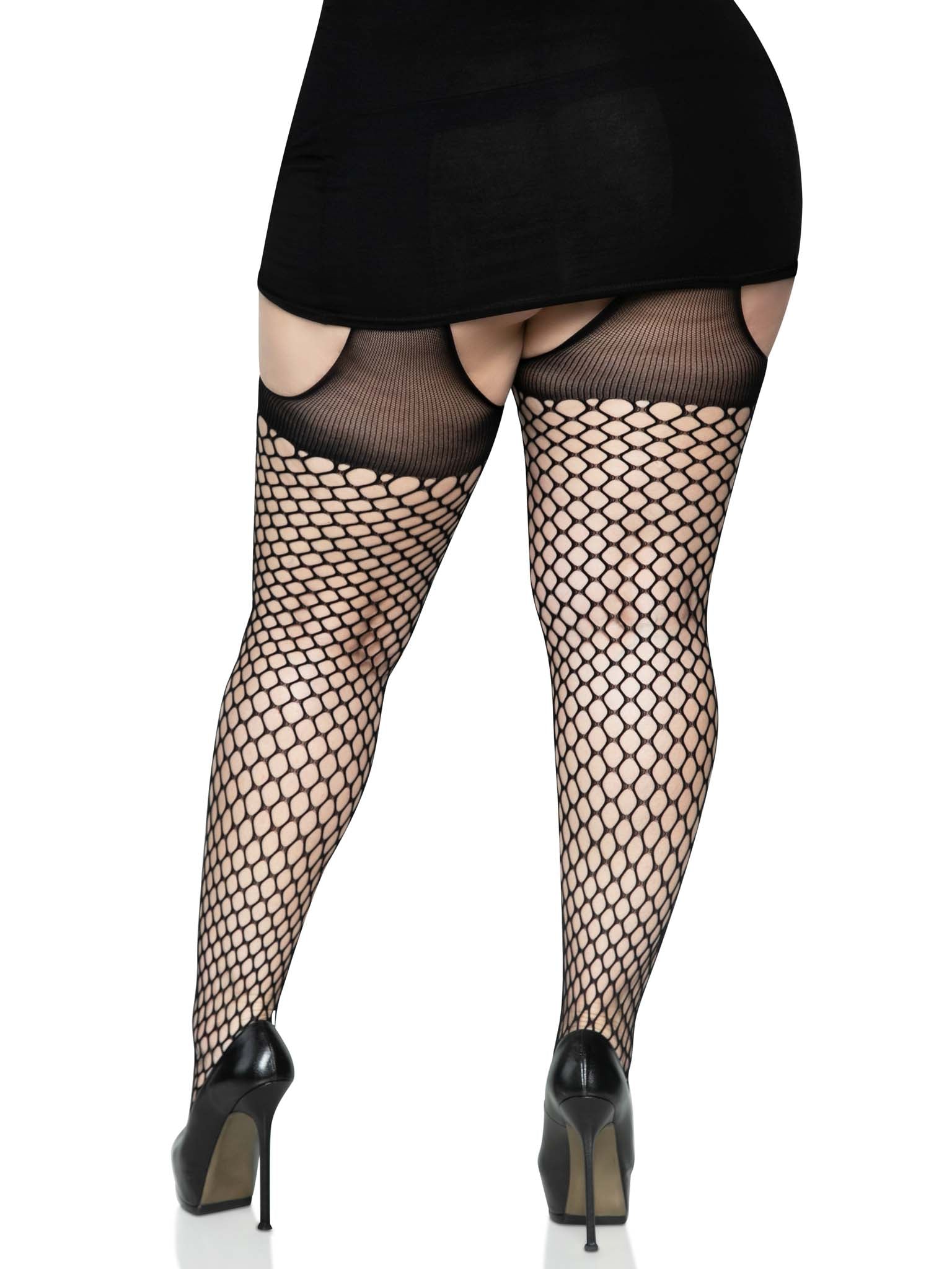 Leg Avenue Addison Plus Oval Net Suspender Hose