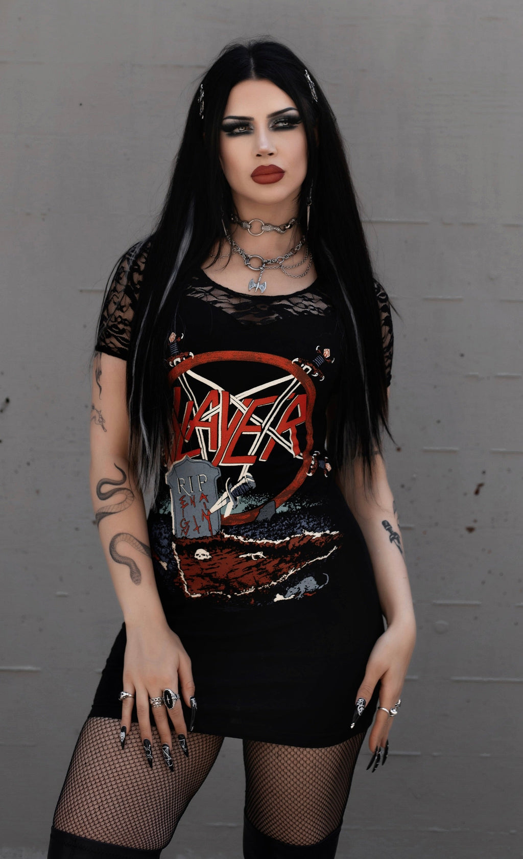 Vera's Eyecandy Slayer Lace Metal Dress