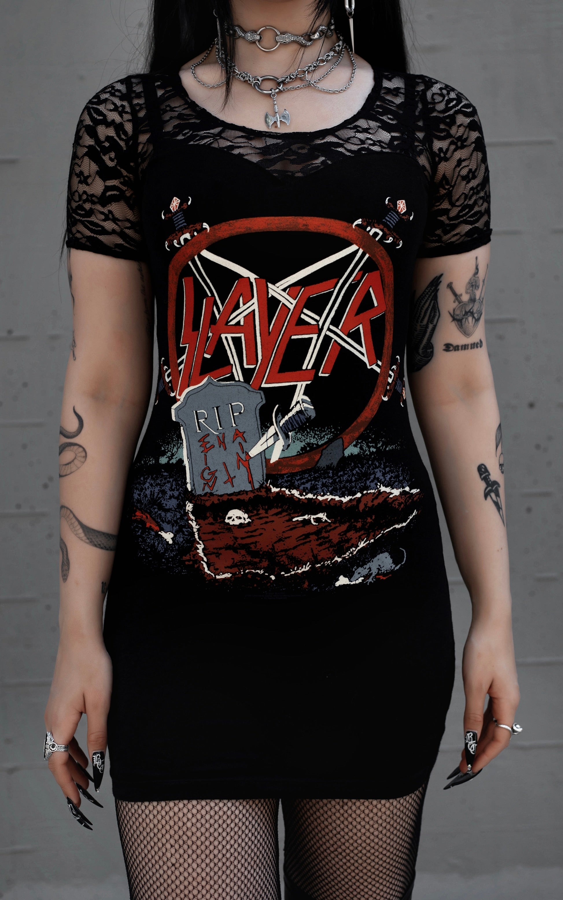 Vera's Eyecandy Slayer Lace Metal Dress