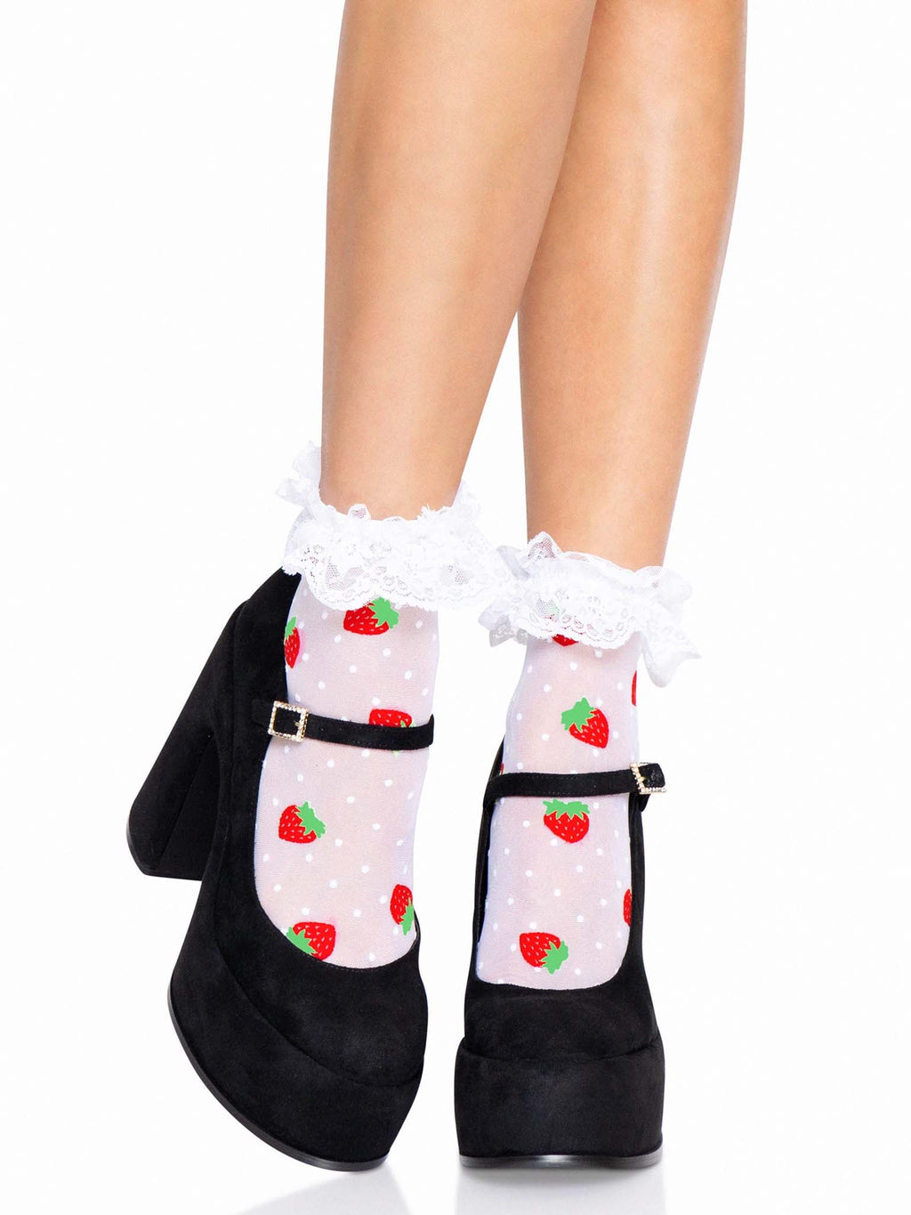 Leg Avenue Strawberry Ruffle Ankle Socks