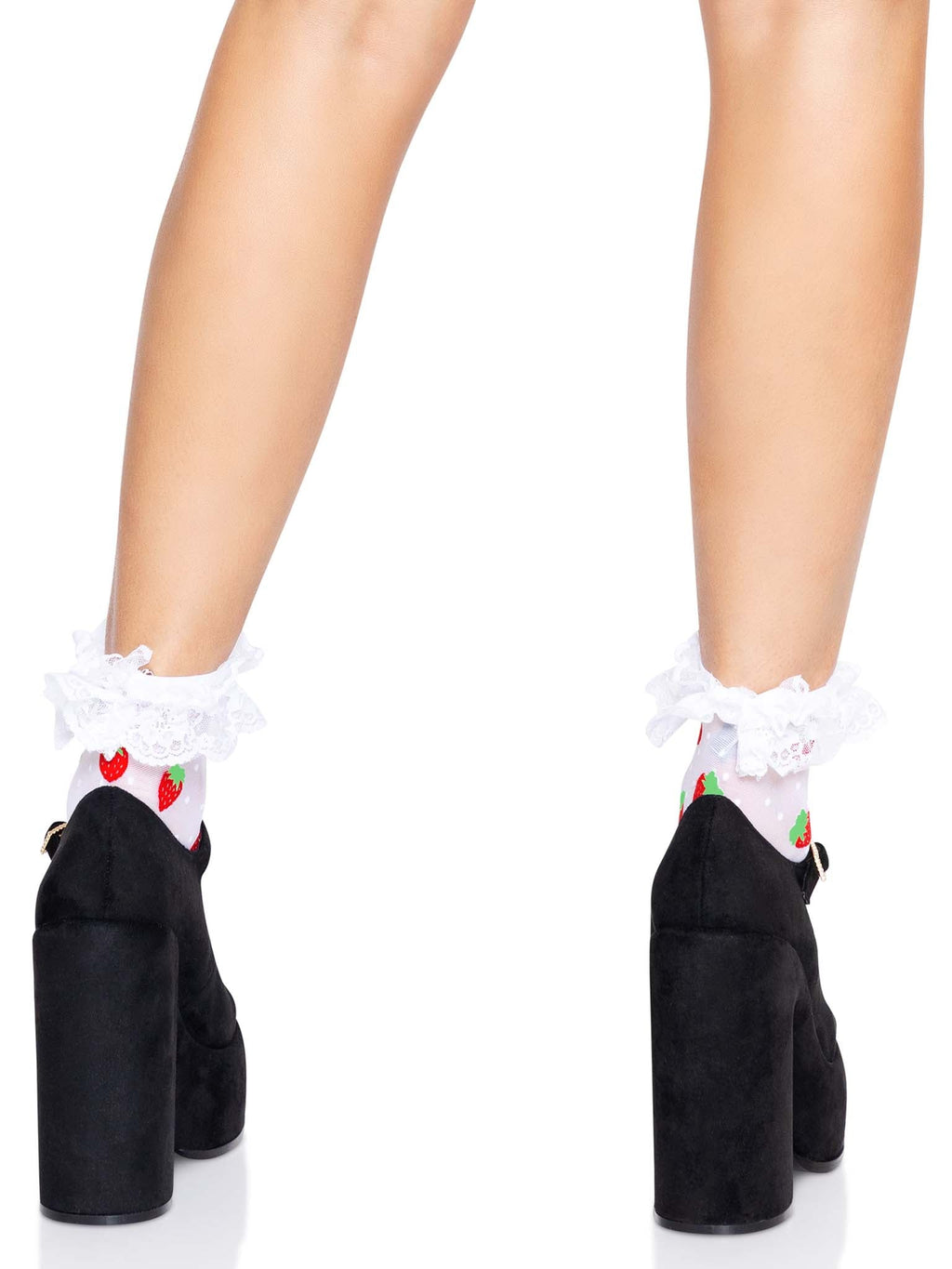 Leg Avenue Strawberry Ruffle Ankle Socks
