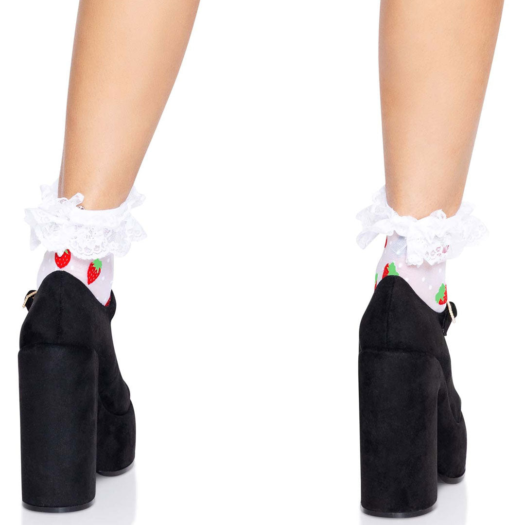 Leg Avenue Strawberry Ruffle Anklet Socks