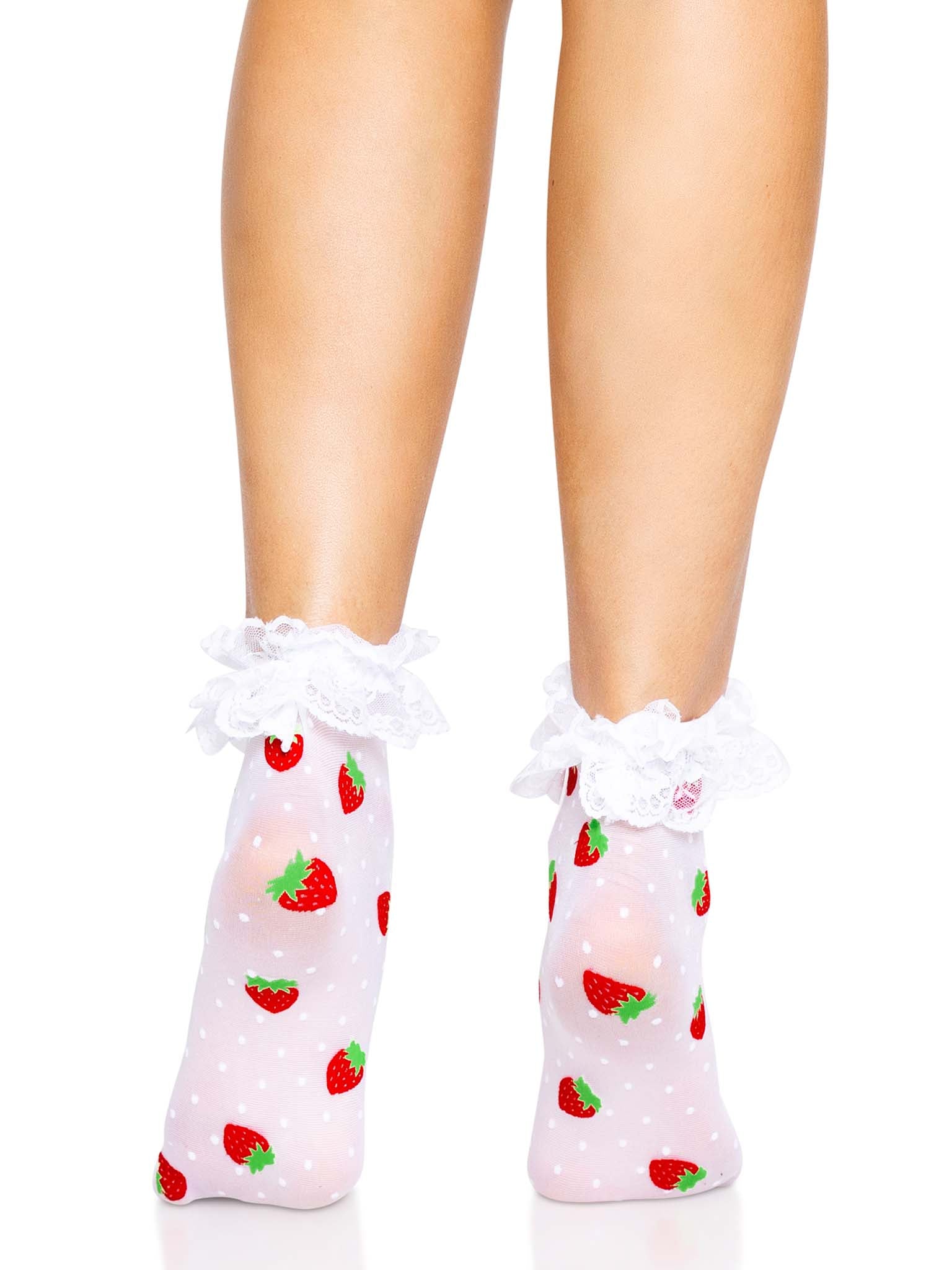 Leg Avenue Strawberry Ruffle Ankle Socks