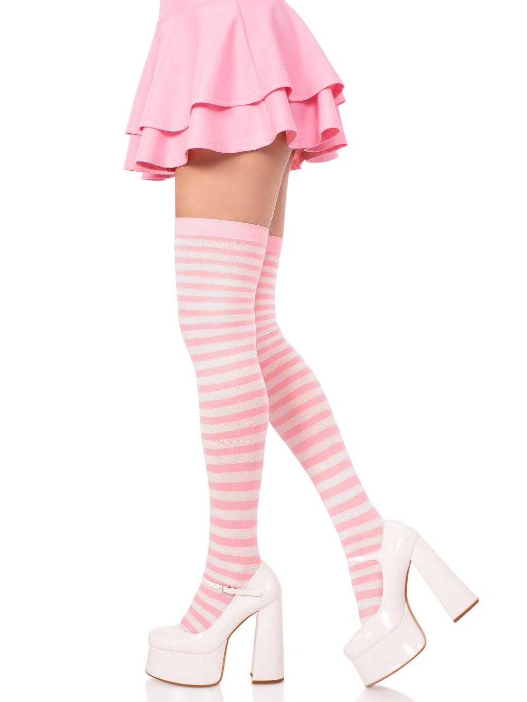 Leg Avenue Cari Striped Thigh High Socks