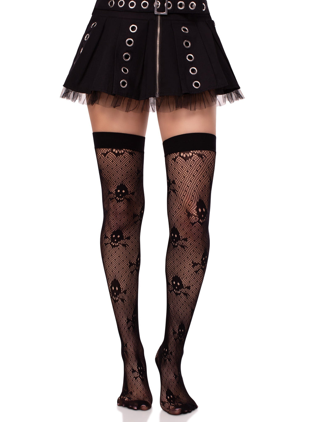 Leg Avenue Skull Crossbones Net Thigh Highs