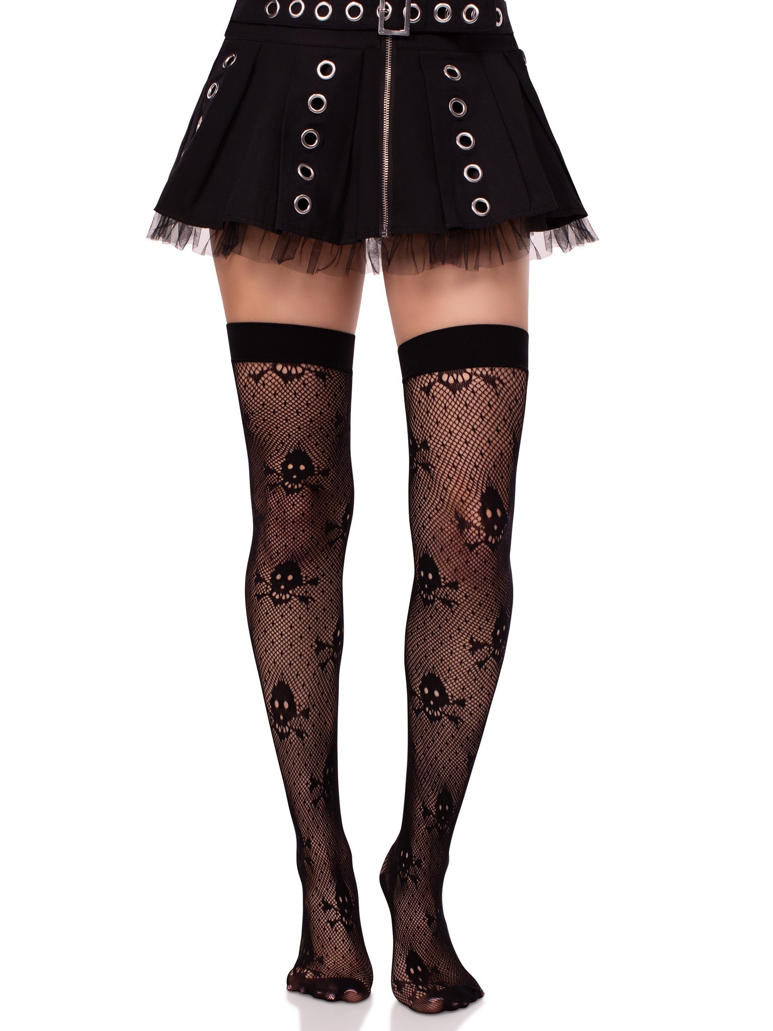 Leg Avenue Skull Crossbones Net Thigh Highs