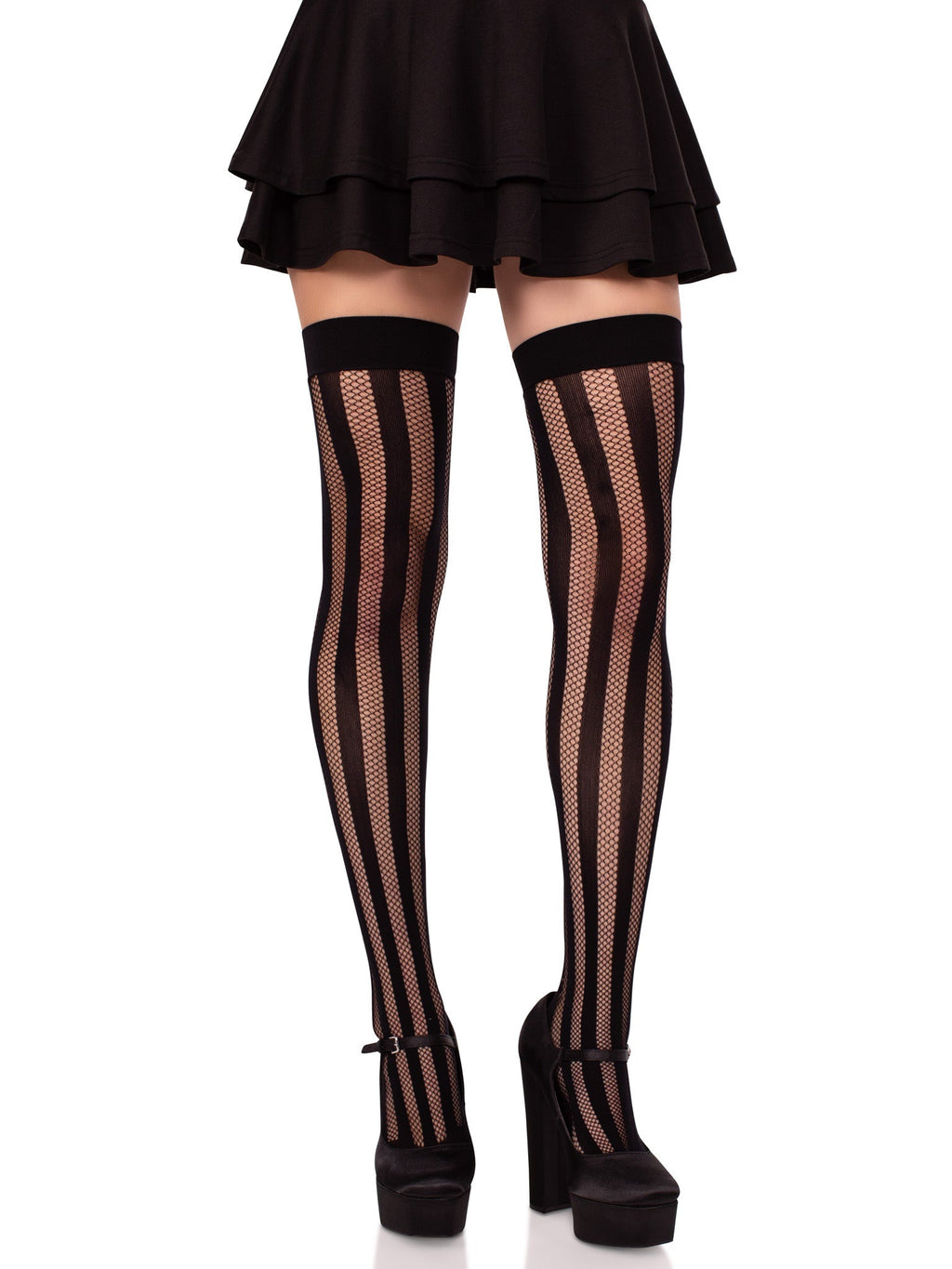 Leg Avenue Krya Striped Net Thigh Highs