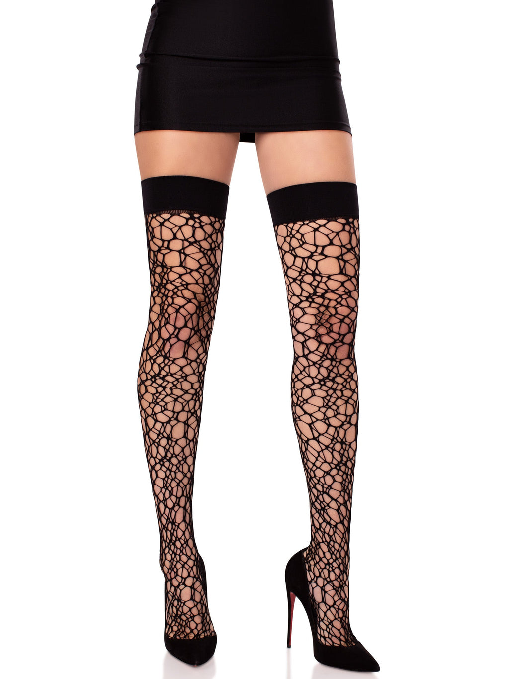 Leg Avenue Fractured Hole Net Thigh Highs