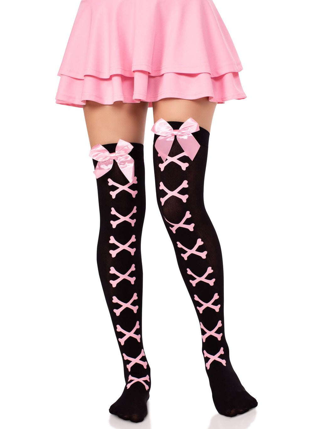 Leg Avenue Crossbone Opaque Lolita Thigh Highs