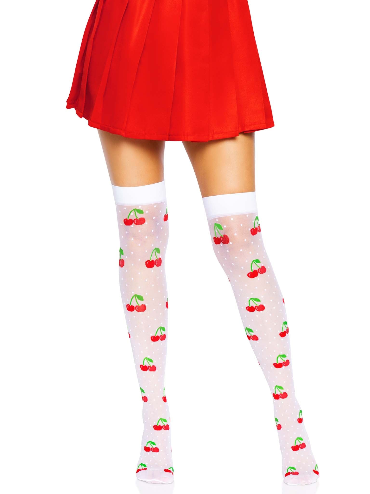 Leg Avenue Cherry Dot Thigh Highs