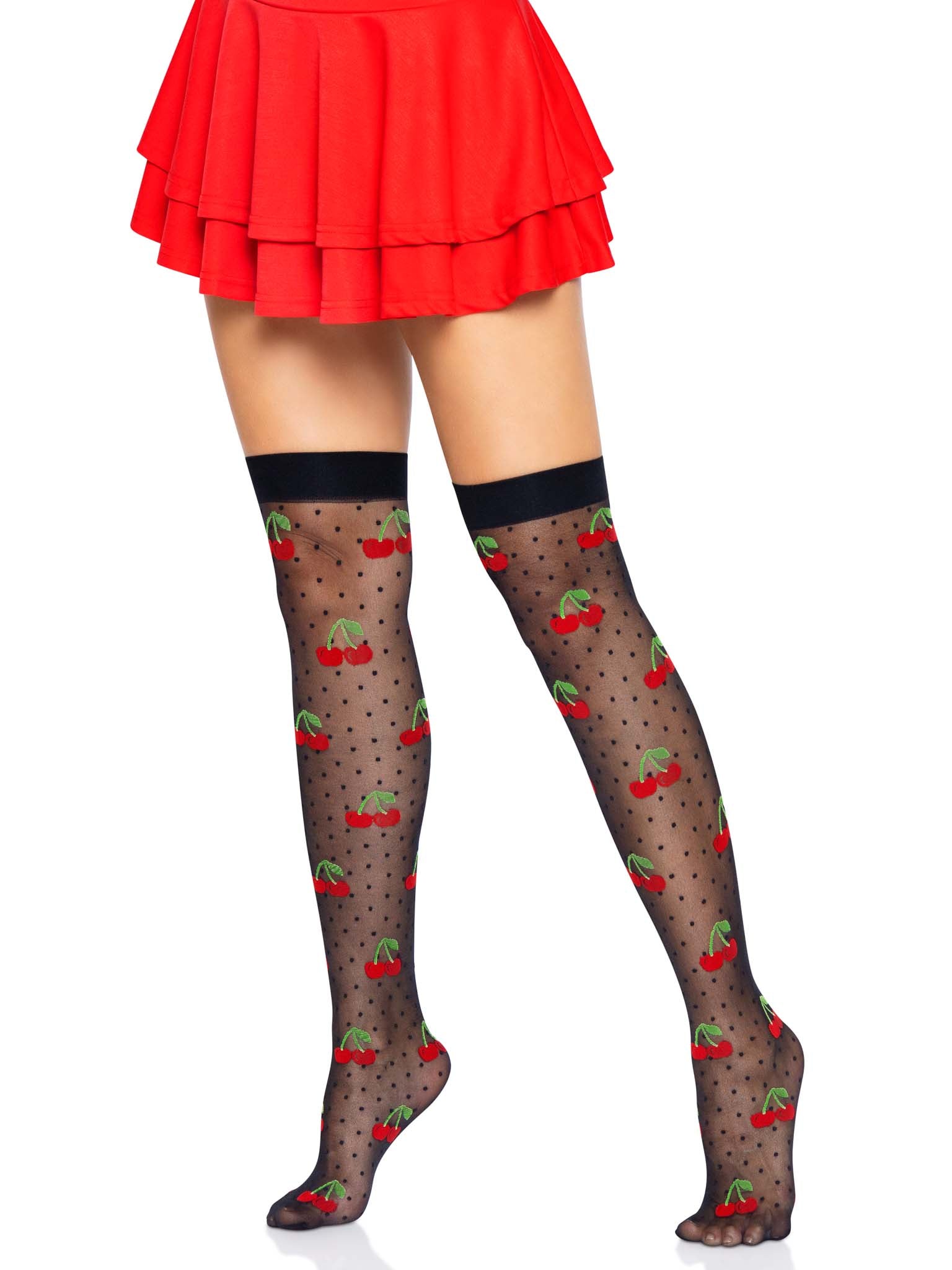 Leg Avenue Cherry Dot Thigh Highs