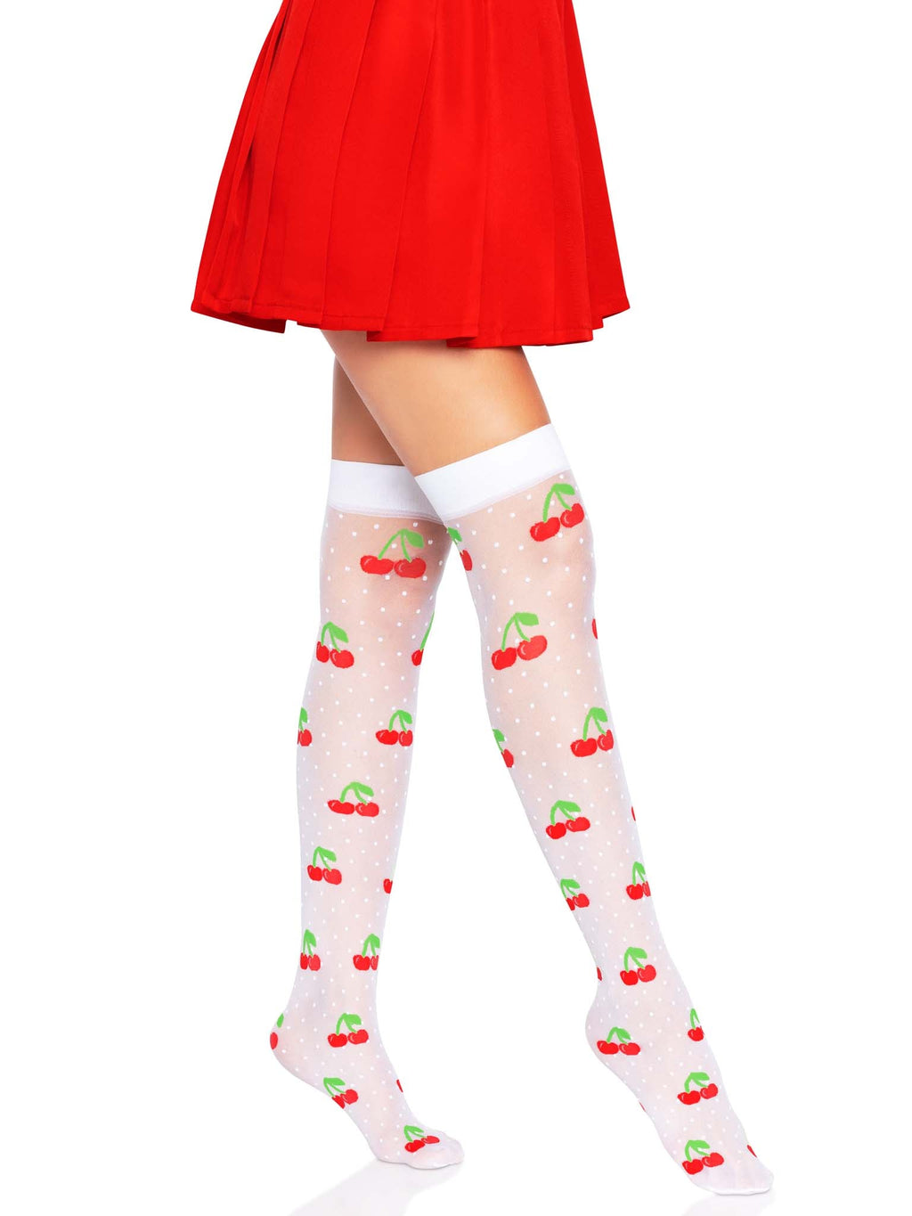 Leg Avenue Cherry Dot Thigh Highs
