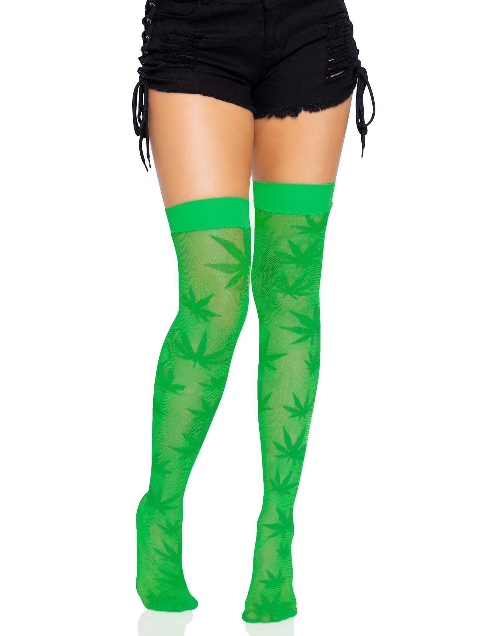 Leg Avenue 420 Pot Leaf Net Thigh Highs