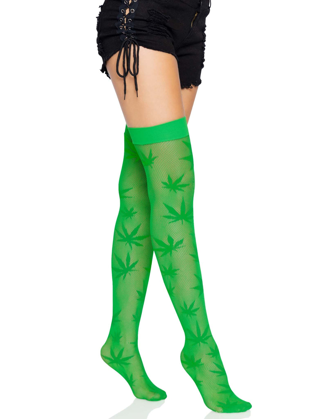Leg Avenue 420 Pot Leaf Net Thigh Highs