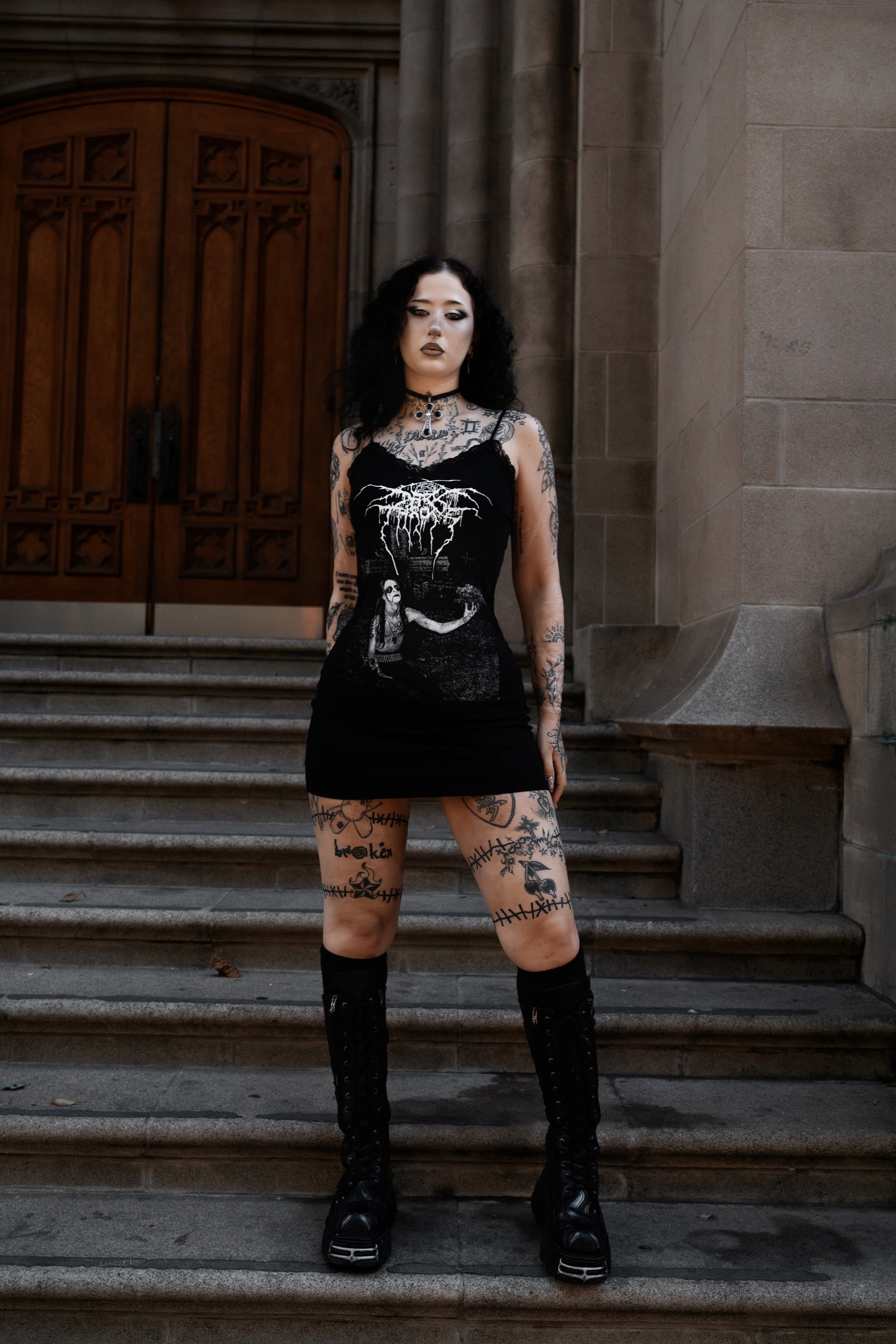 Vera's Eyecandy Darkthrone Lace Strap Dress