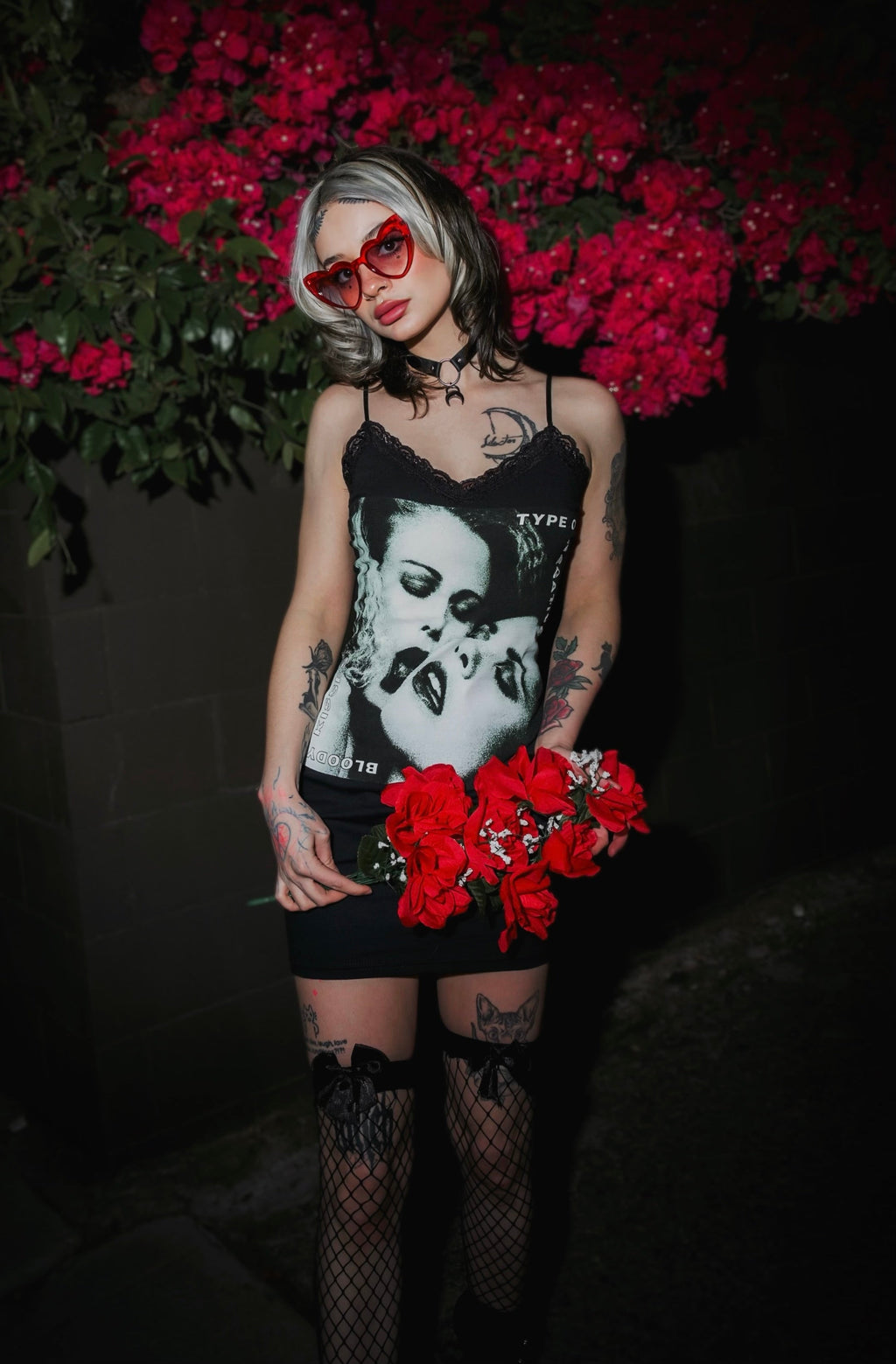 Vera's Eyecandy Type O' Negative Lace Strap Metal Dress