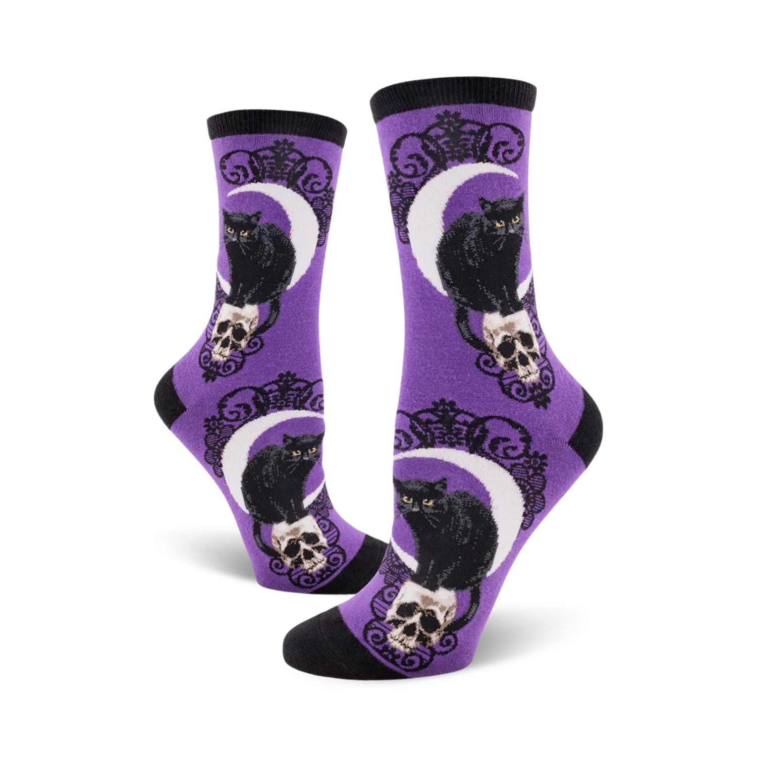 Sockologie Black Cat Moon Skull Witchy Socks