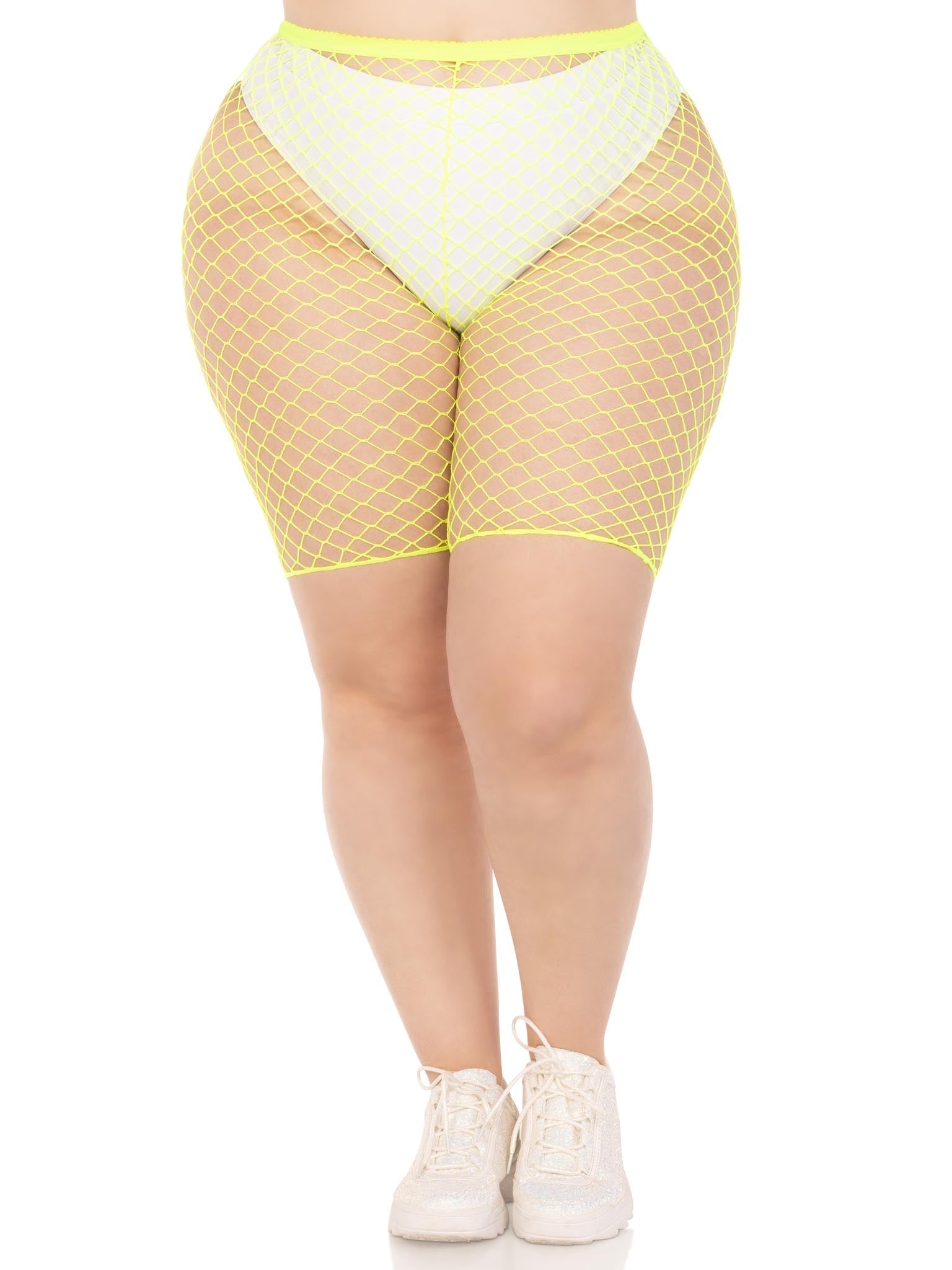 Leg Avenue Plus Troublemaker Fishnet Biker Shorts