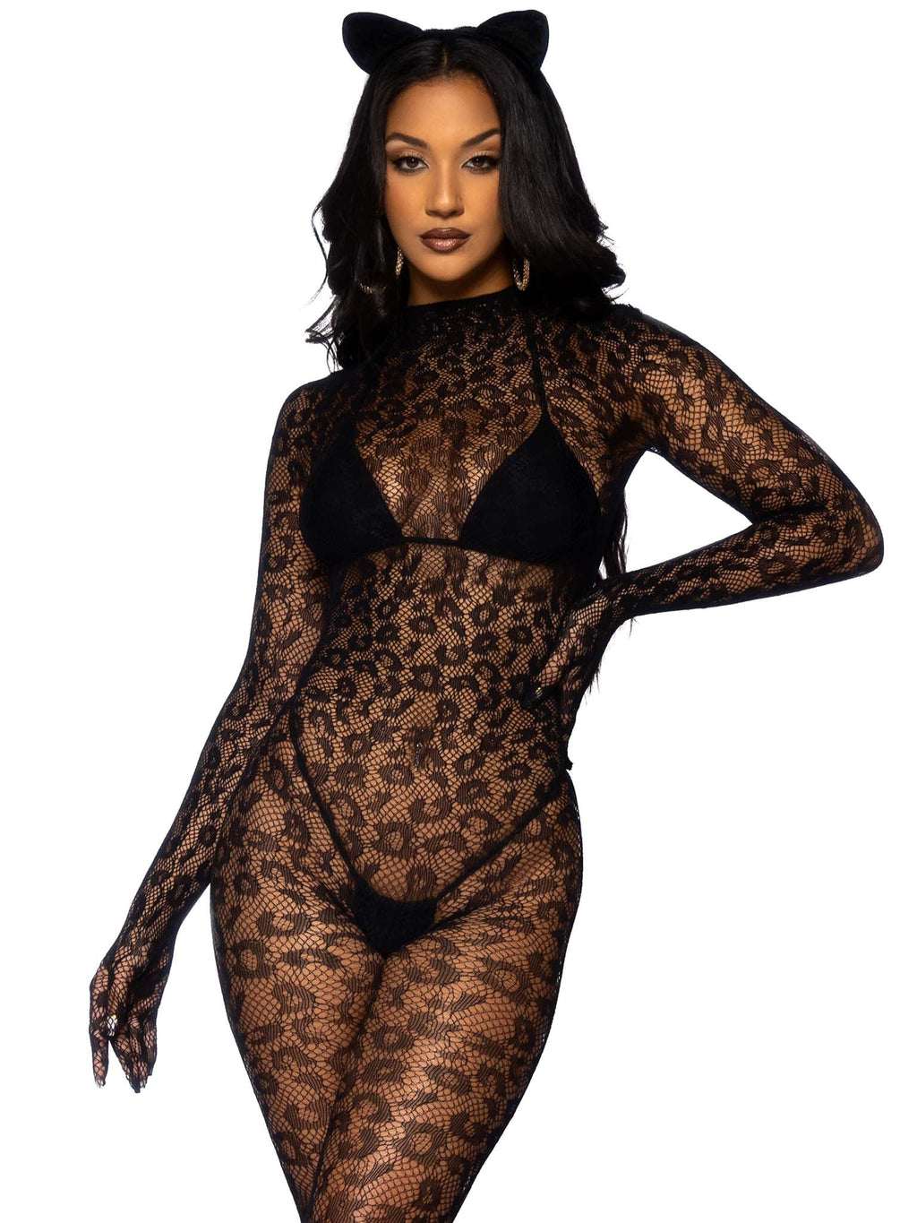 Leg Avenue Gloved Leopard Print Catsuit
