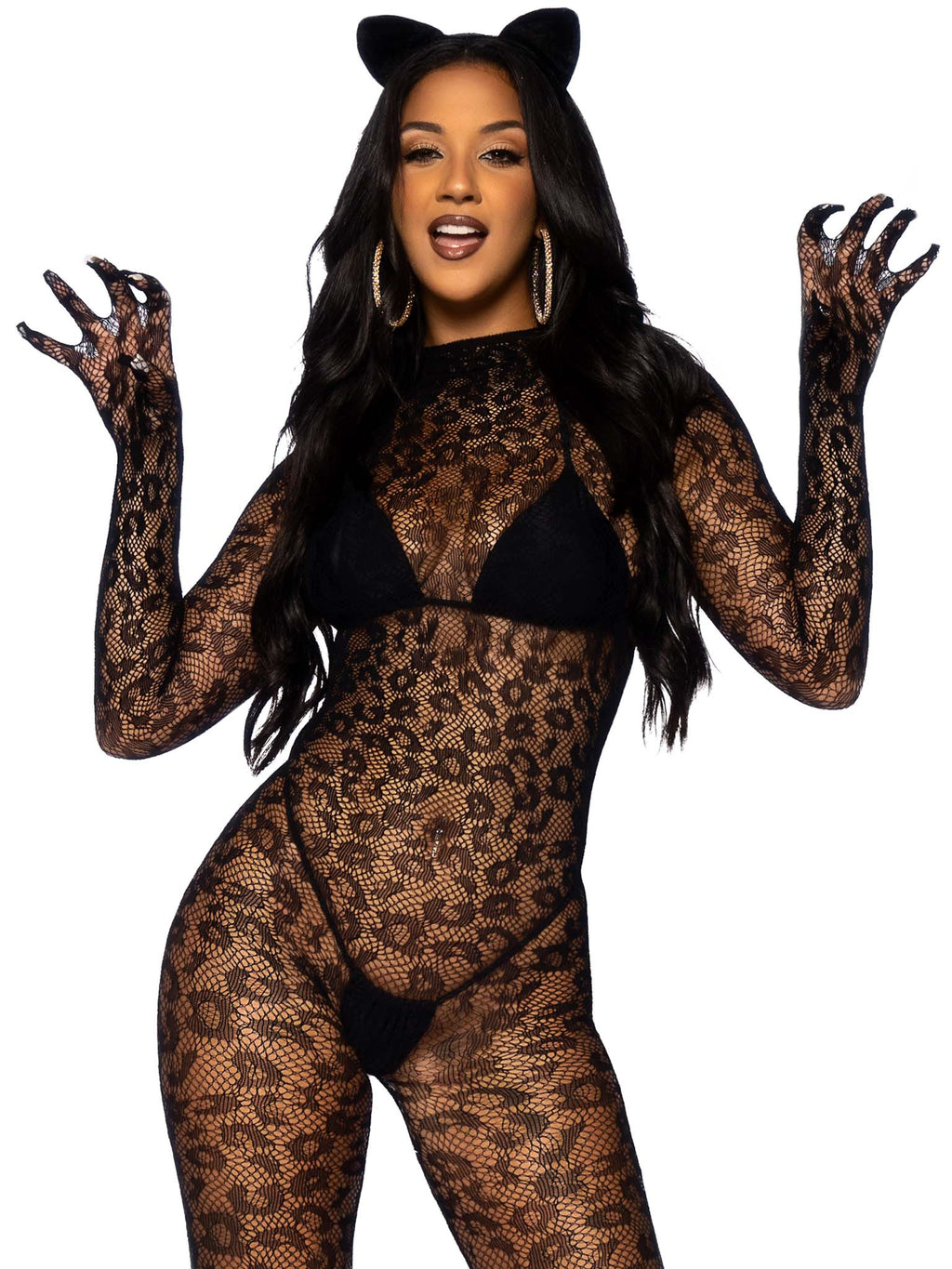 Leg Avenue Gloved Leopard Print Catsuit