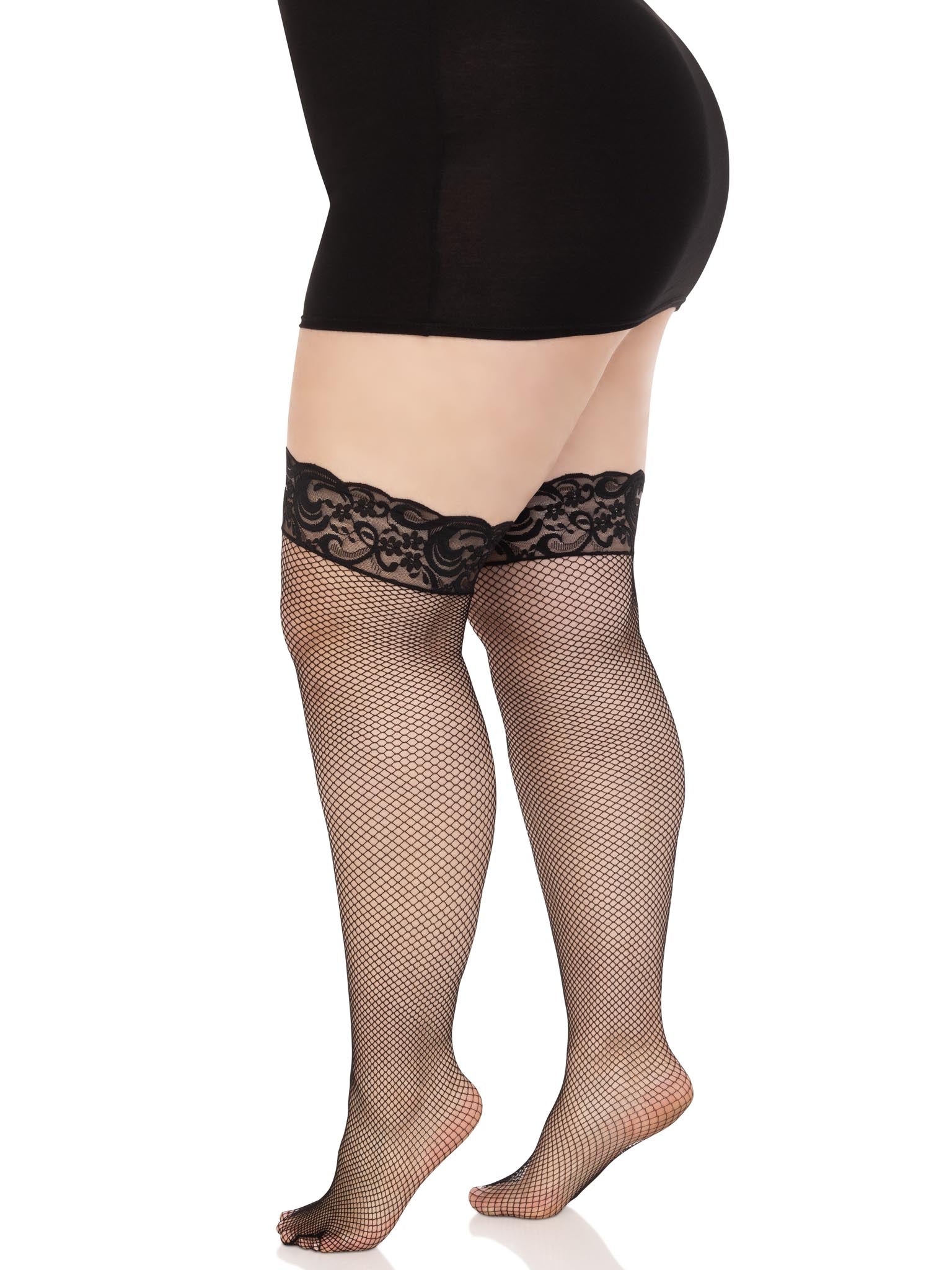 Leg Avenue Nicole Plus Fishnet Thigh High Stockings