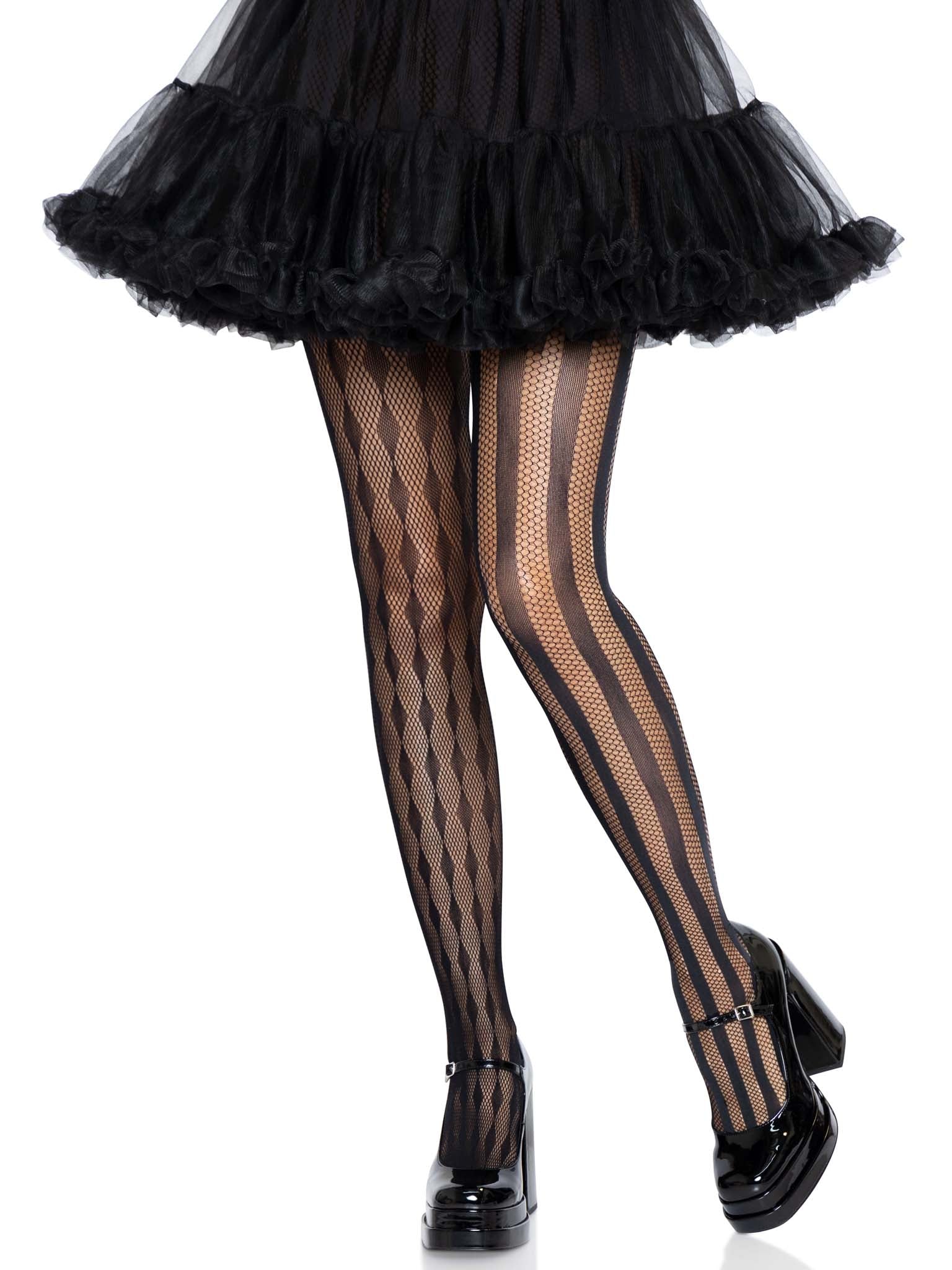Leg Avenue Harlequin Net Stripe Diamond Tights