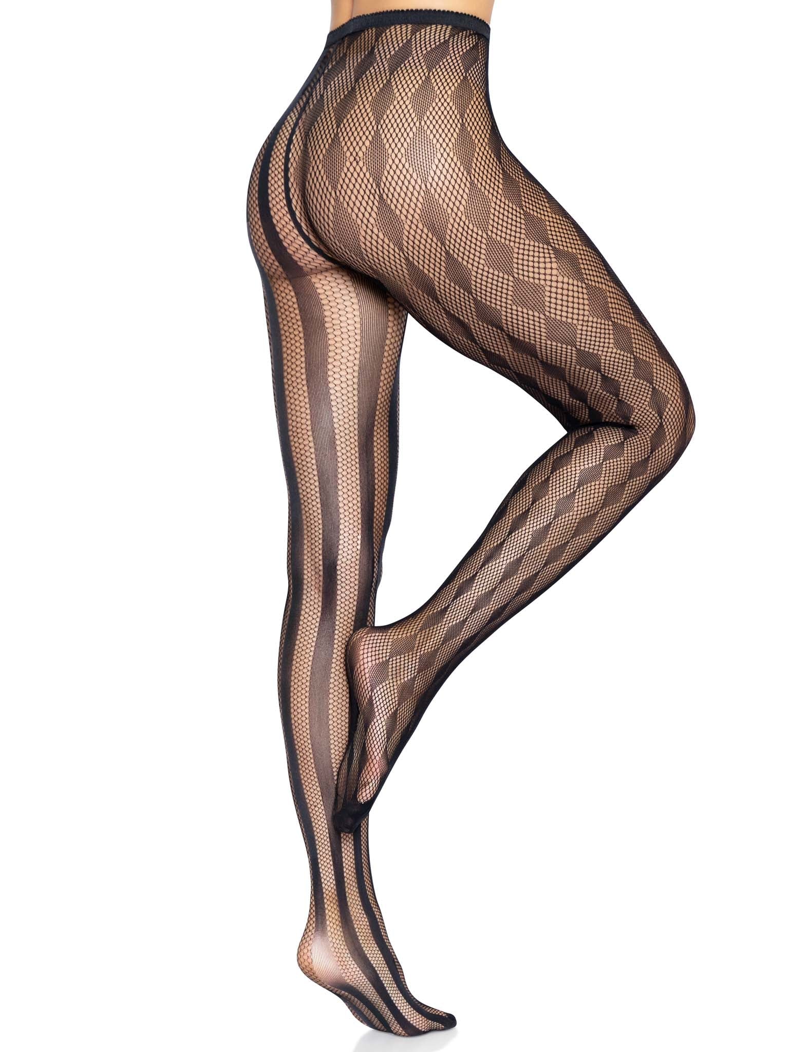 Leg Avenue Harlequin Net Stripe Diamond Tights