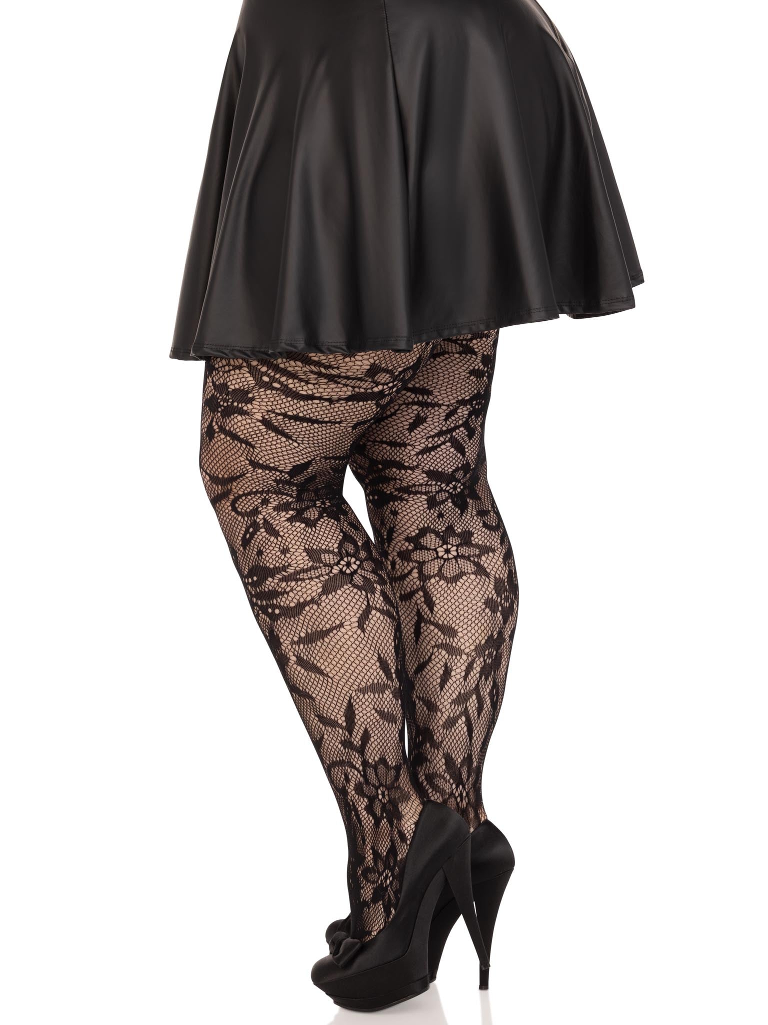 Leg Avenue Plus Chantilly Floral Lace Tights