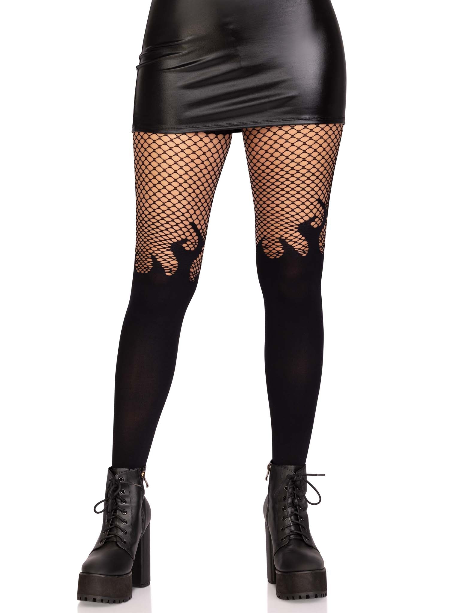 Leg Avenue Blaze Opaque Flame Fishnet Tights