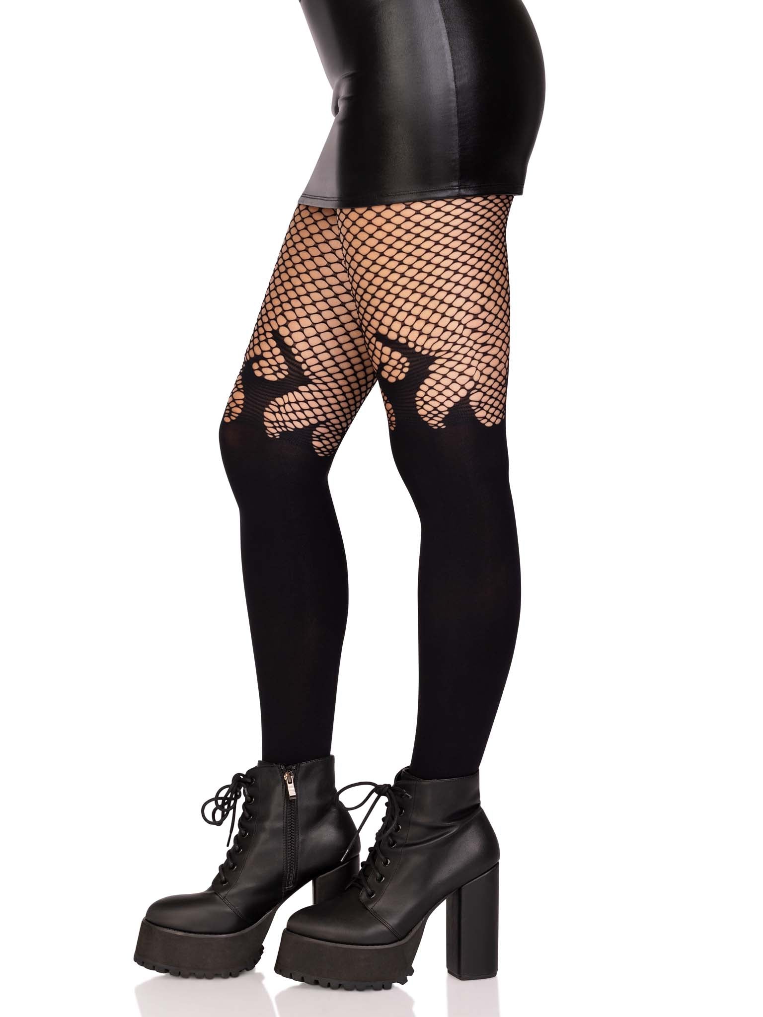 Leg Avenue Blaze Opaque Flame Fishnet Tights