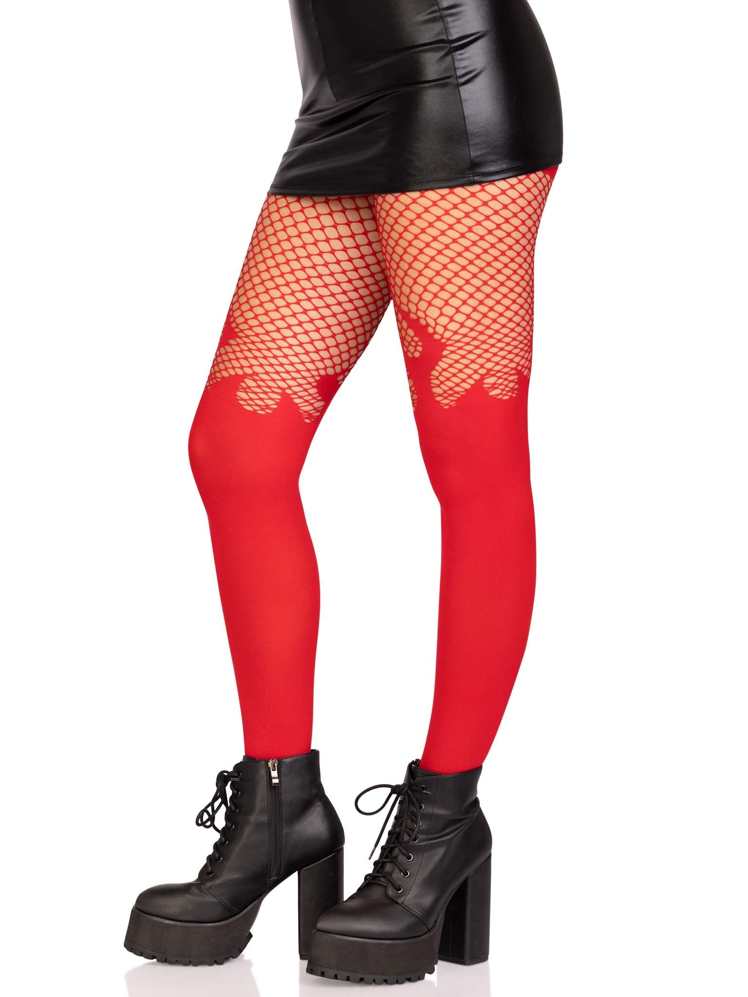 Leg Avenue Blaze Opaque Flame Fishnet Tights