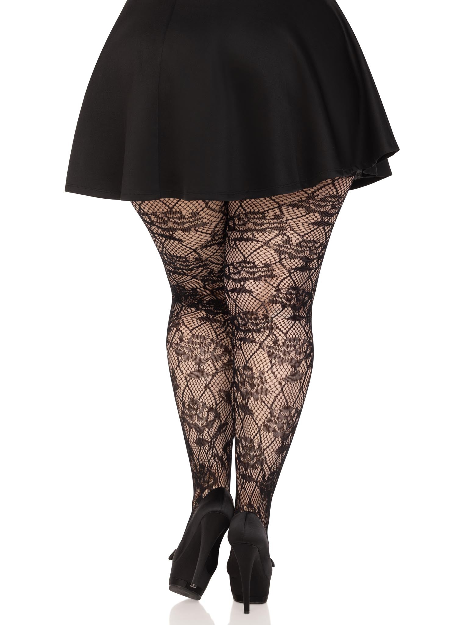 Leg Avenue Wild Rose Plus Floral Tights