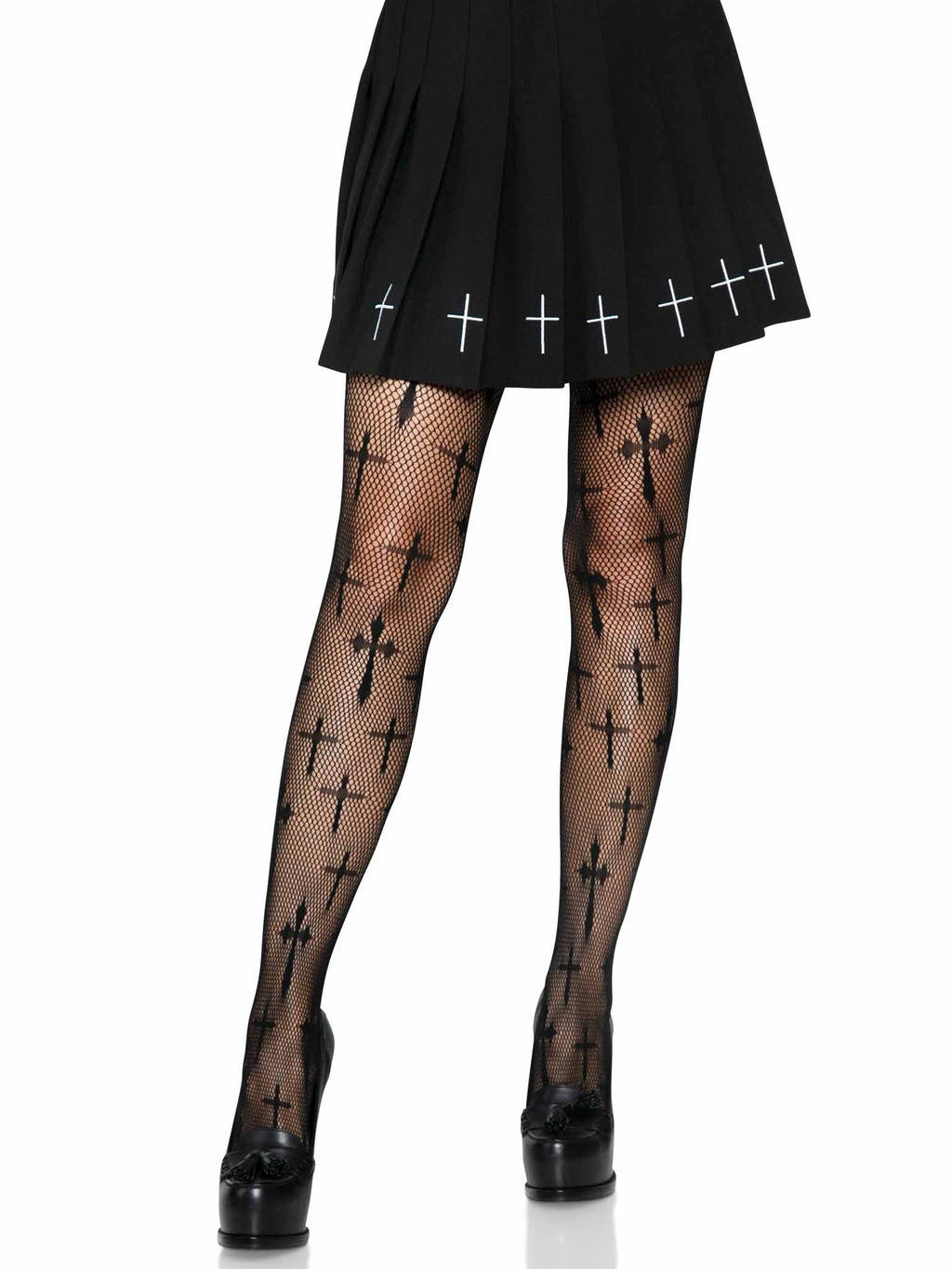 Leg Avenue Worship Me Crosses Net Tights