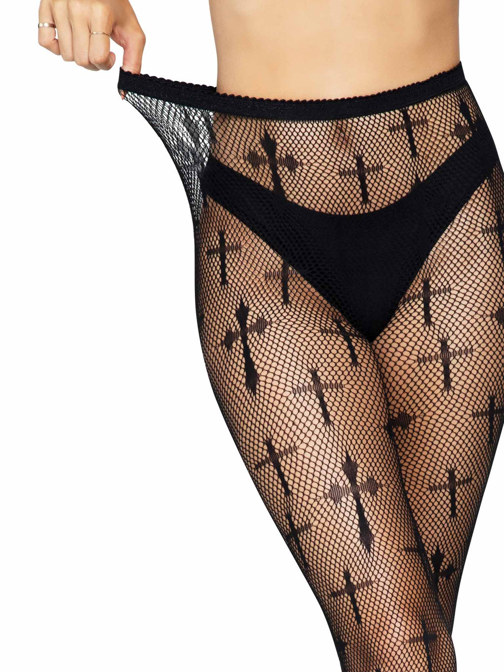 Leg Avenue Worship Me Crosses Net Tights