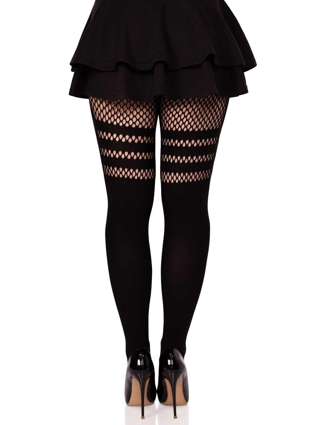 Leg Avenue Ada Stripe Tights with Fishnet Accent