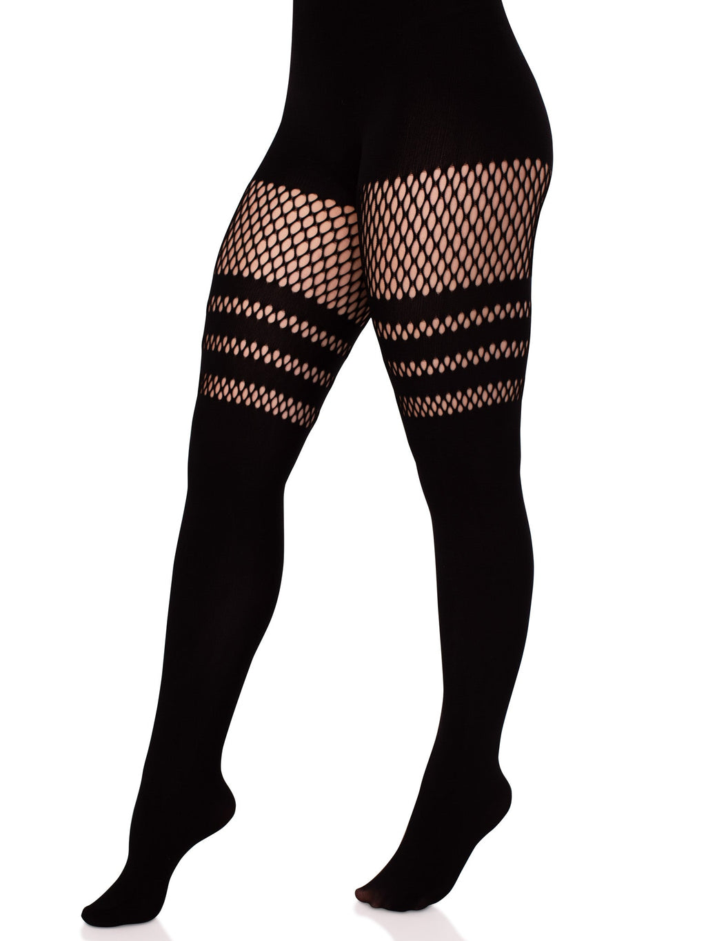 Leg Avenue Ada Stripe Tights with Fishnet Accent