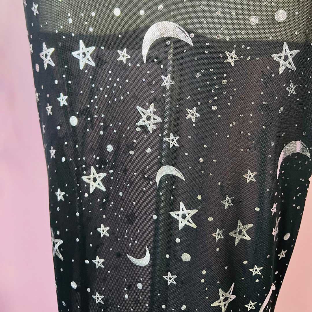 Witchwood Sheer Metallic Moon & Stars Maxi Dress