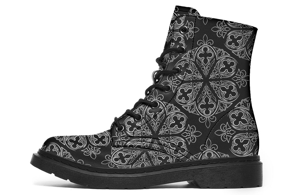 Witchwood Vegan Unisex Gothic Ornaments Combat Boots