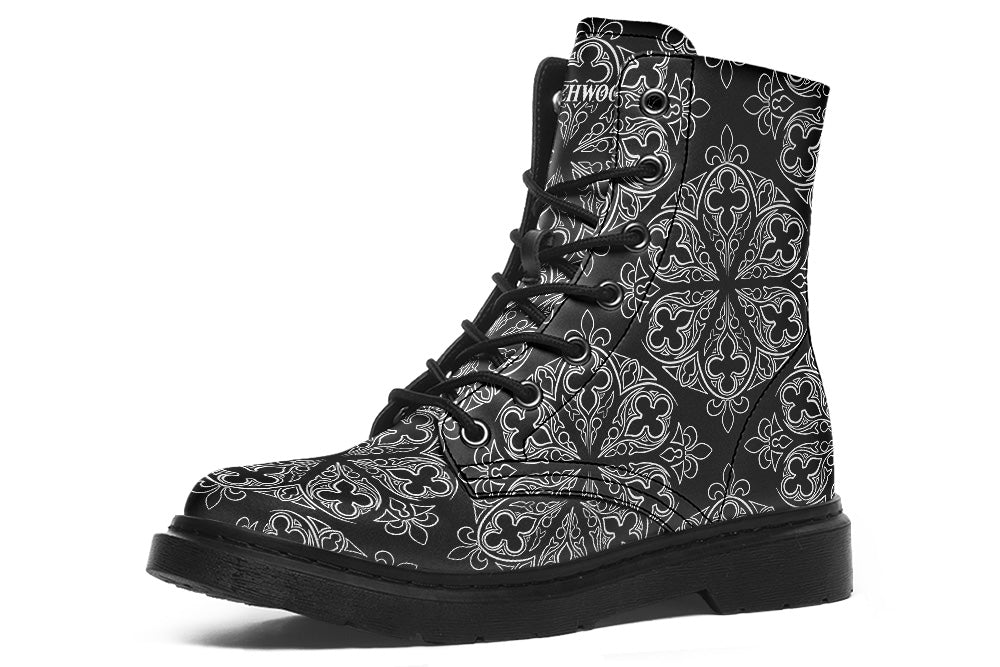 Witchwood Vegan Unisex Gothic Ornaments Combat Boots