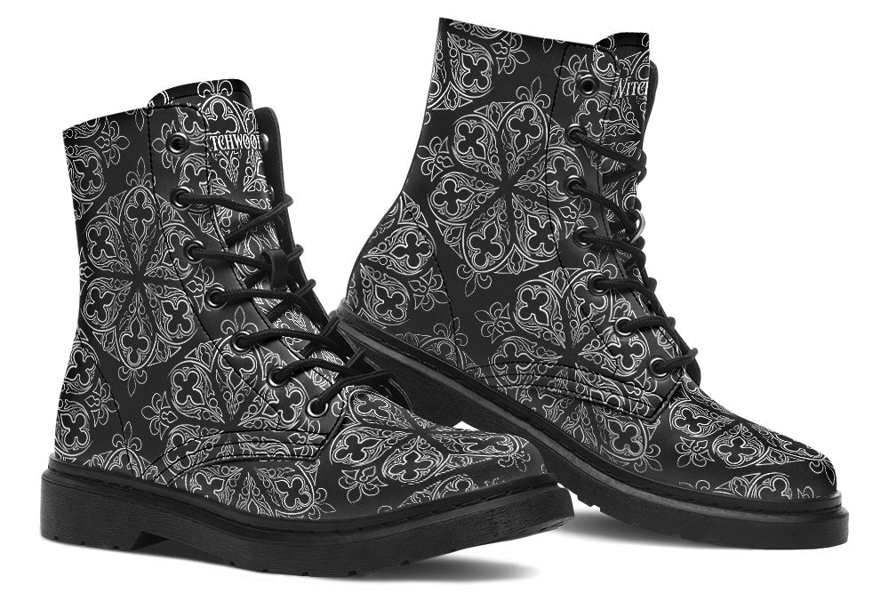 Witchwood Vegan Unisex Gothic Ornaments Combat Boots