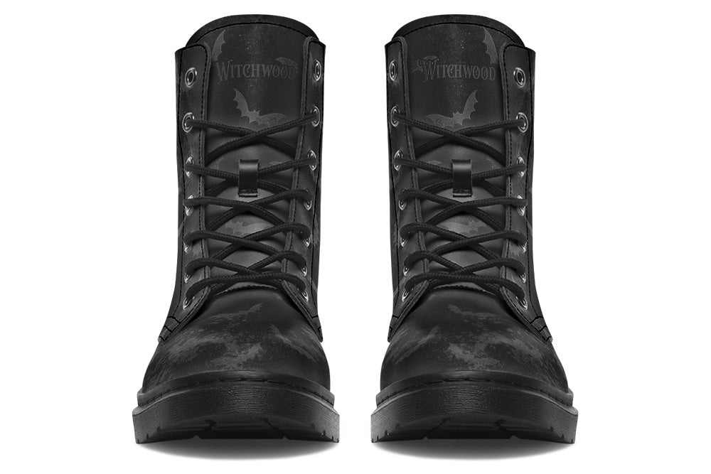 Witchwood Vegan Unisex Distressed Bats Combat Boots