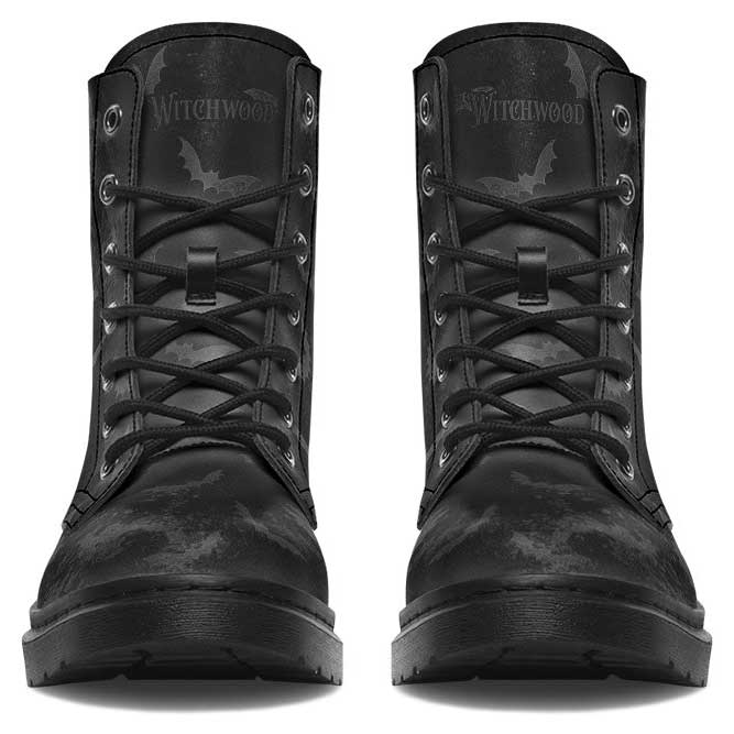 Witchwood Vegan Unisex Distressed Bats Combat Boots