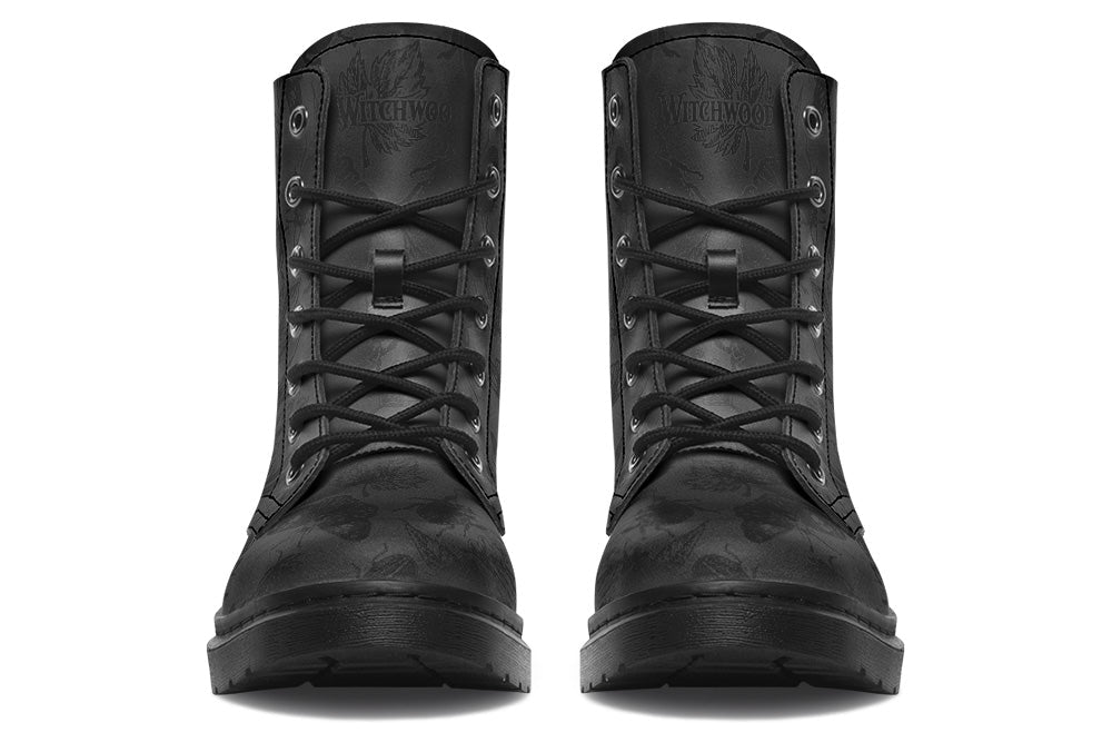 Witchwood Vegan Unisex Insects Ankle Combat Black on Black