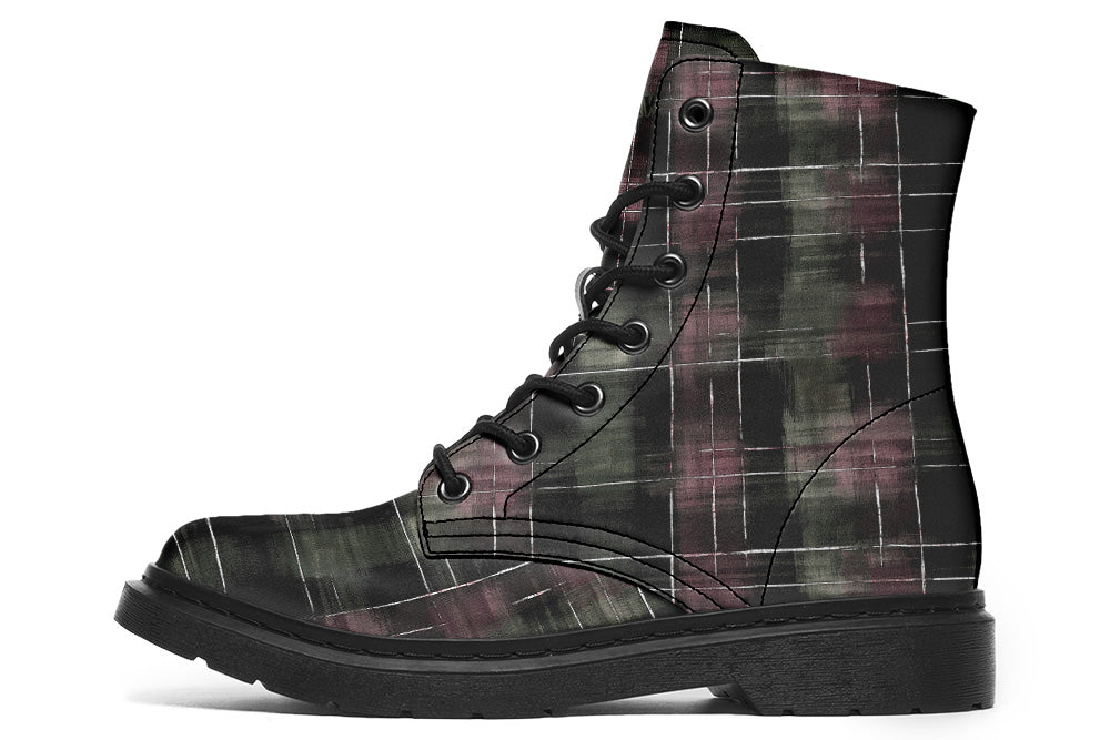 Witchwood Vegan Unisex Plaid Punk Combat Boots