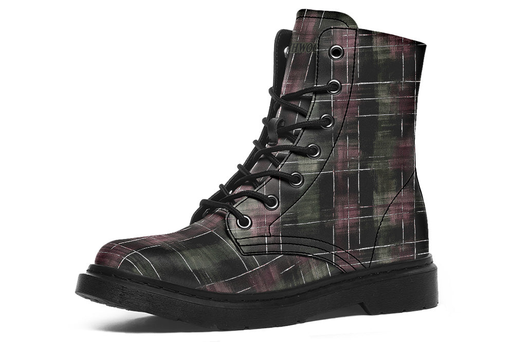 Witchwood Vegan Unisex Plaid Punk Combat Boots
