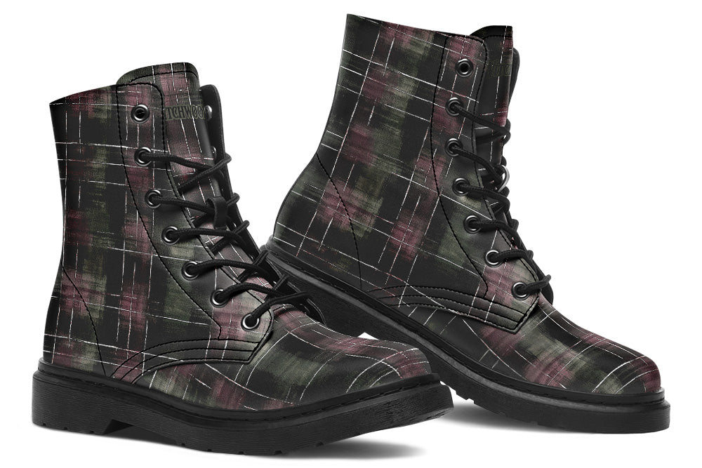 Witchwood Vegan Unisex Plaid Punk Combat Boots